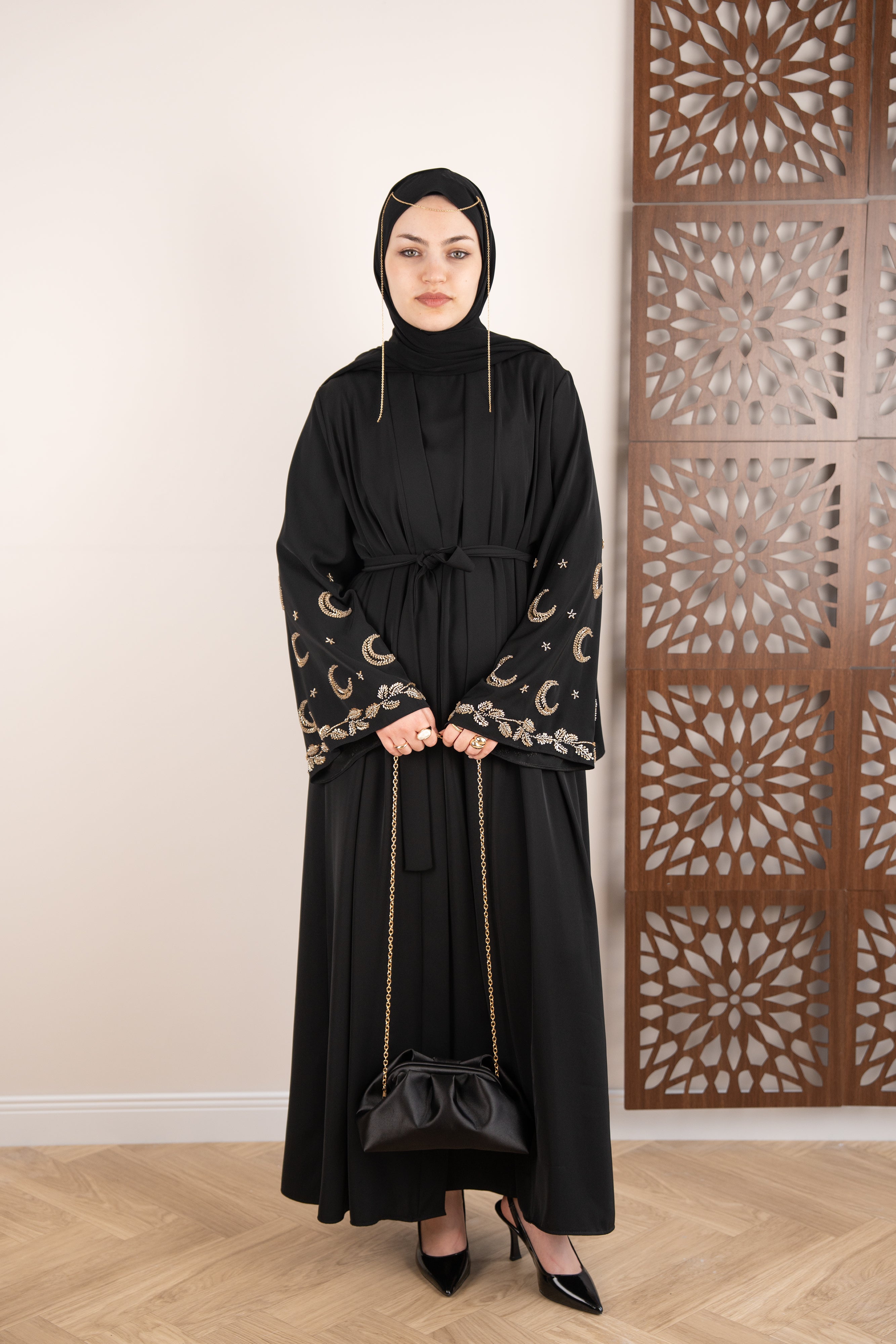 Moon Abaya Takım SİYAH
