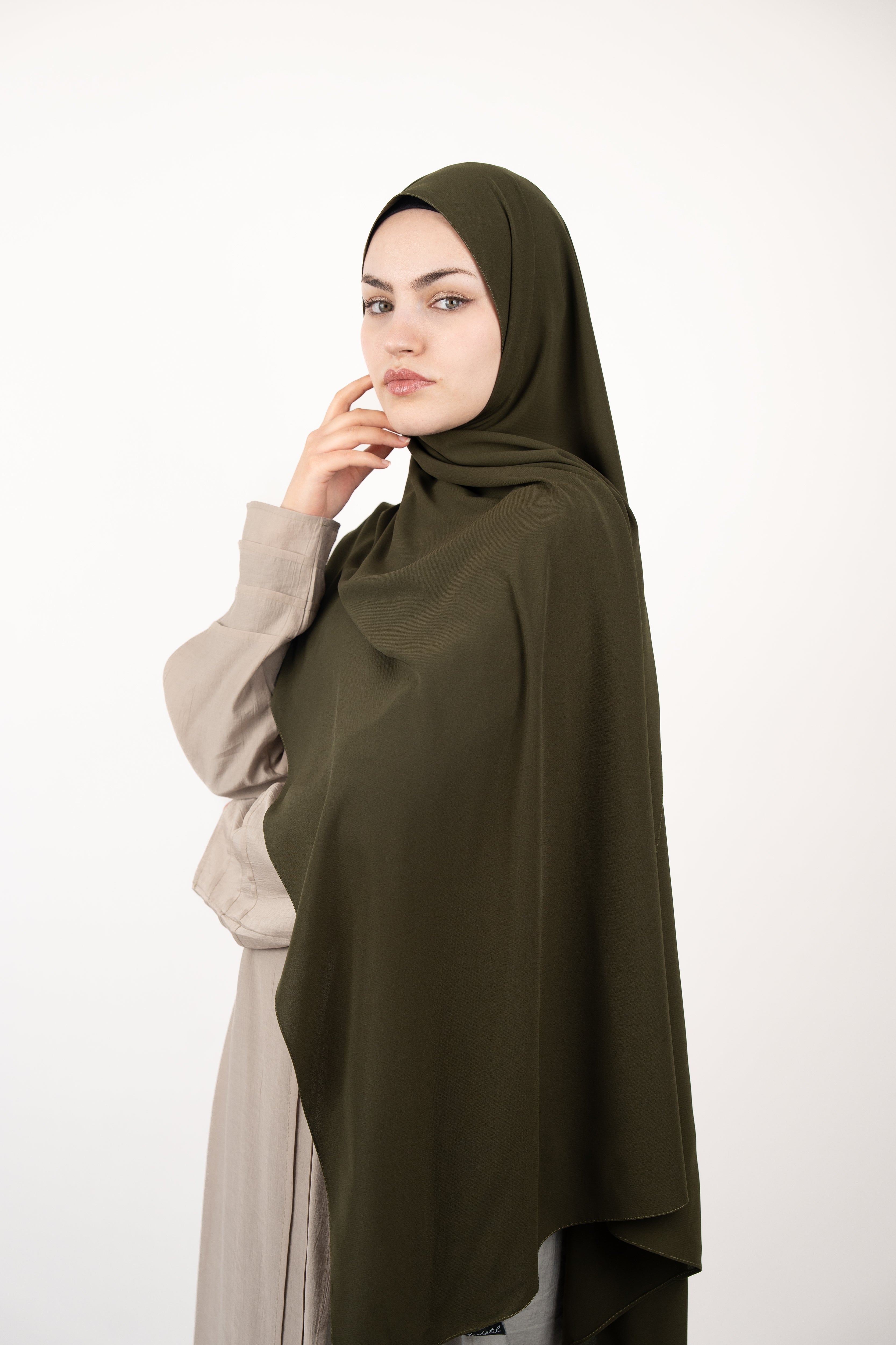 Medine İpeği Şal HAKİ YEŞİL