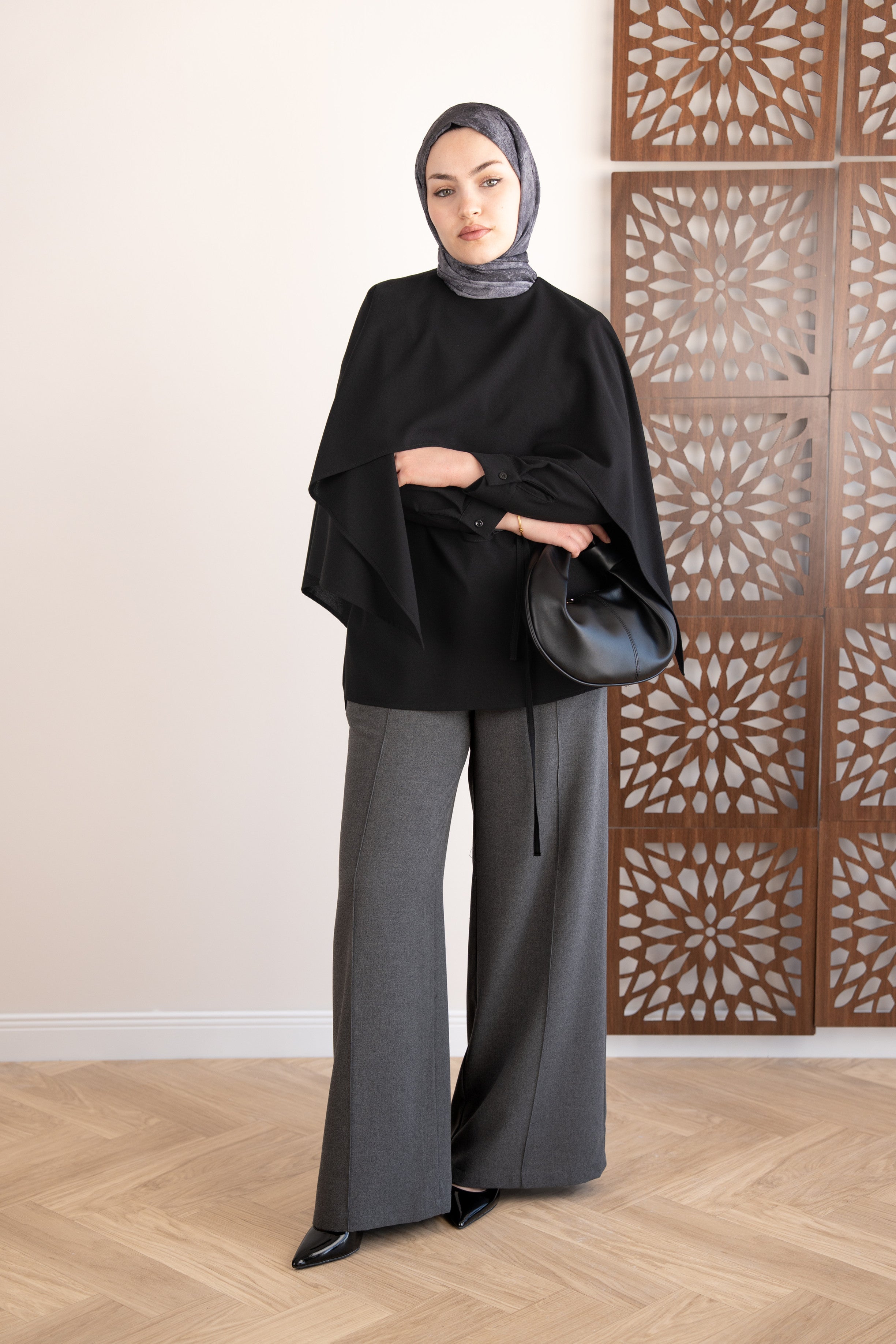 Dikiş Detaylı Palazzo Pantolon GRİ