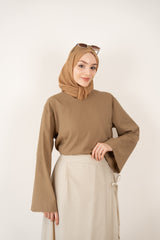 V Yaka Keten Bluz CAMEL