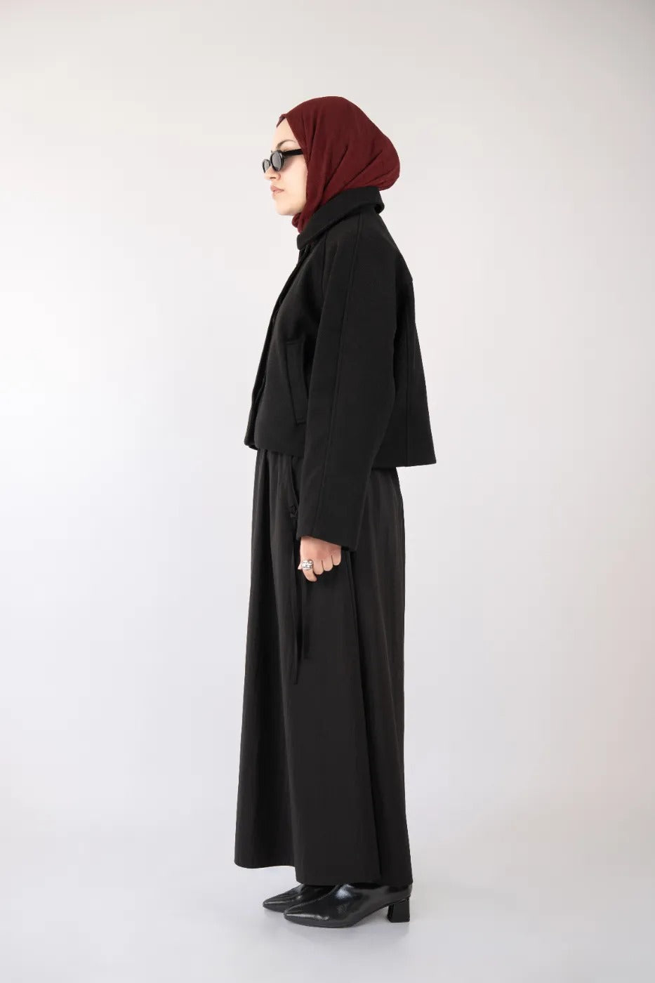Kısa Kaşe Kaban Siyah