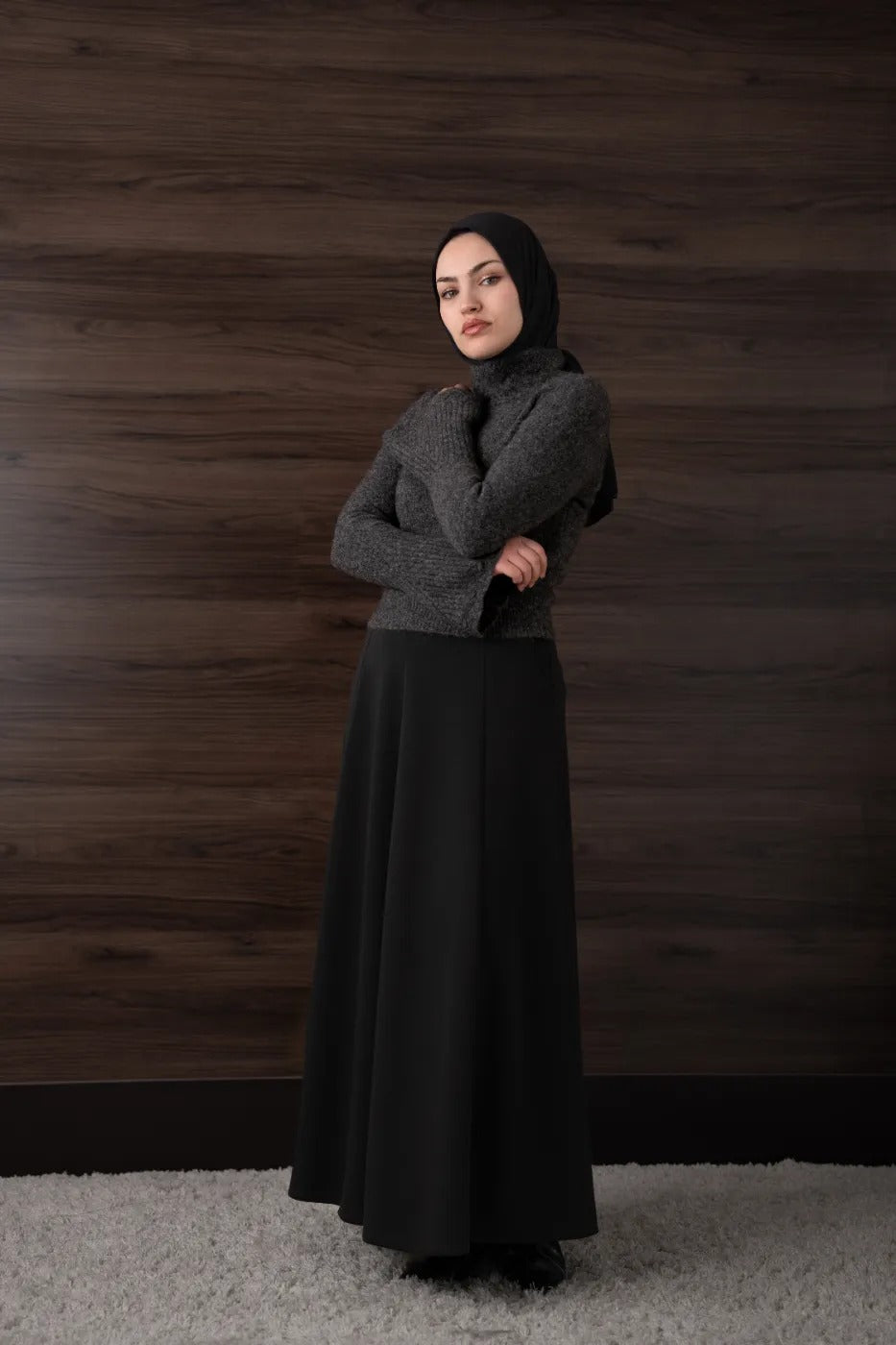 Modal Parçalı Etek SİYAH