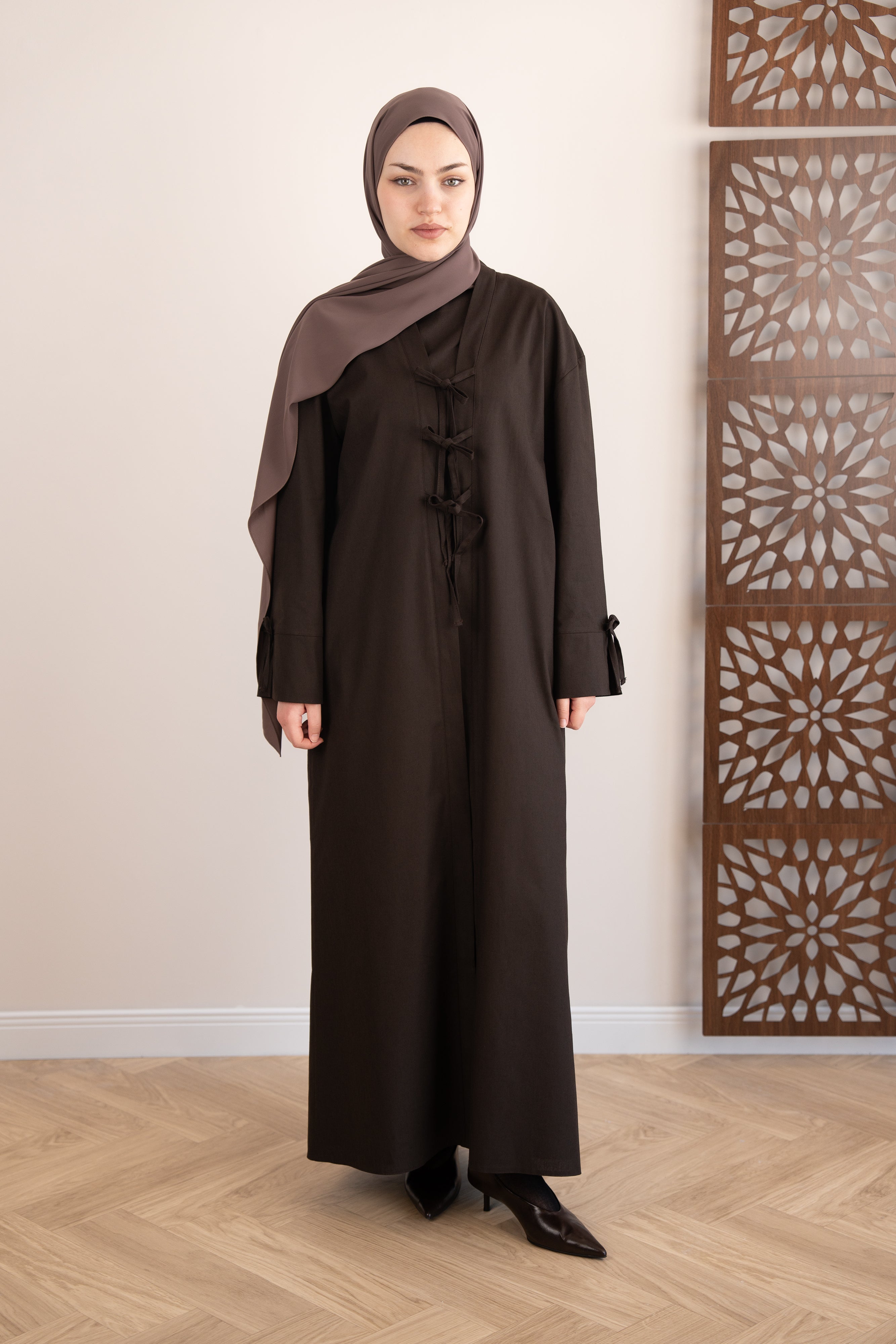 Keten Kimono İkili Takım KAHVERENGİ