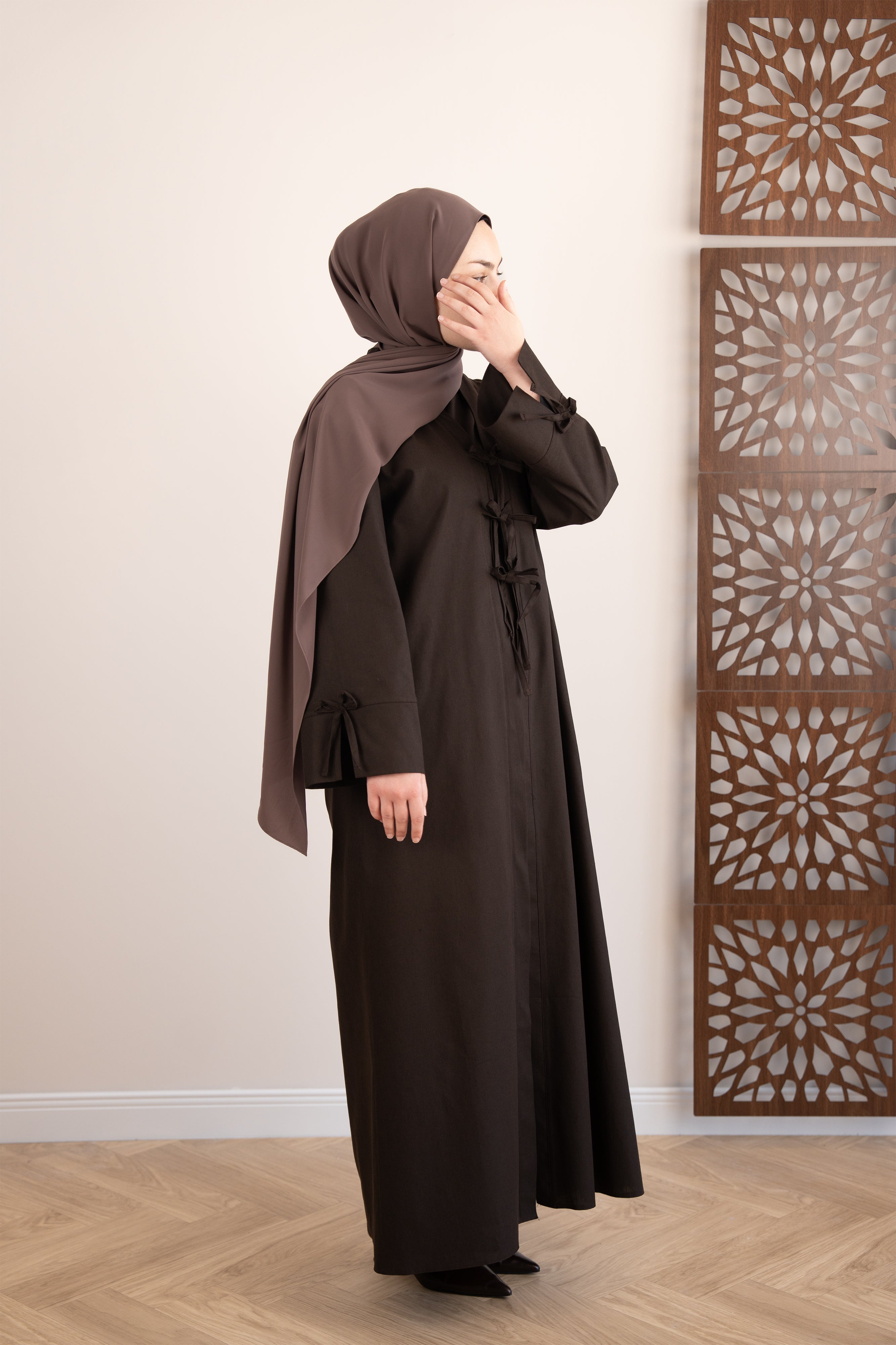 Keten Kimono İkili Takım KAHVERENGİ