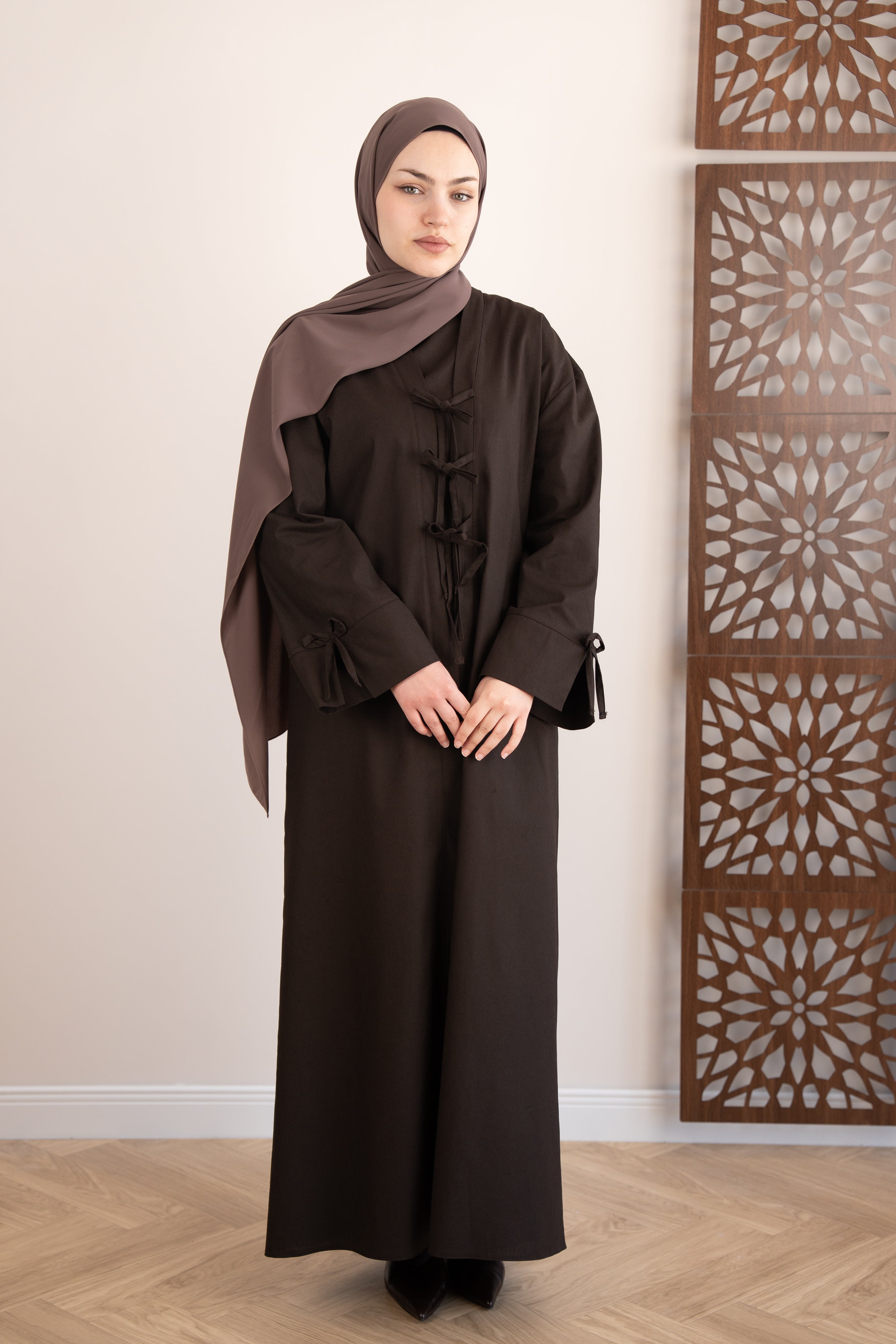 Keten Kimono İkili Takım KAHVERENGİ