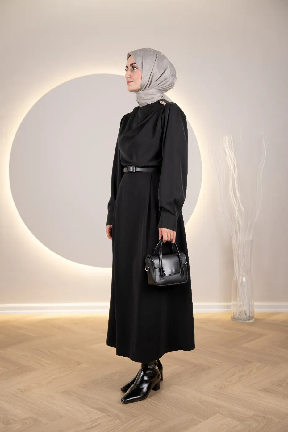 Çift Pileli A Kesim Etek SİYAH