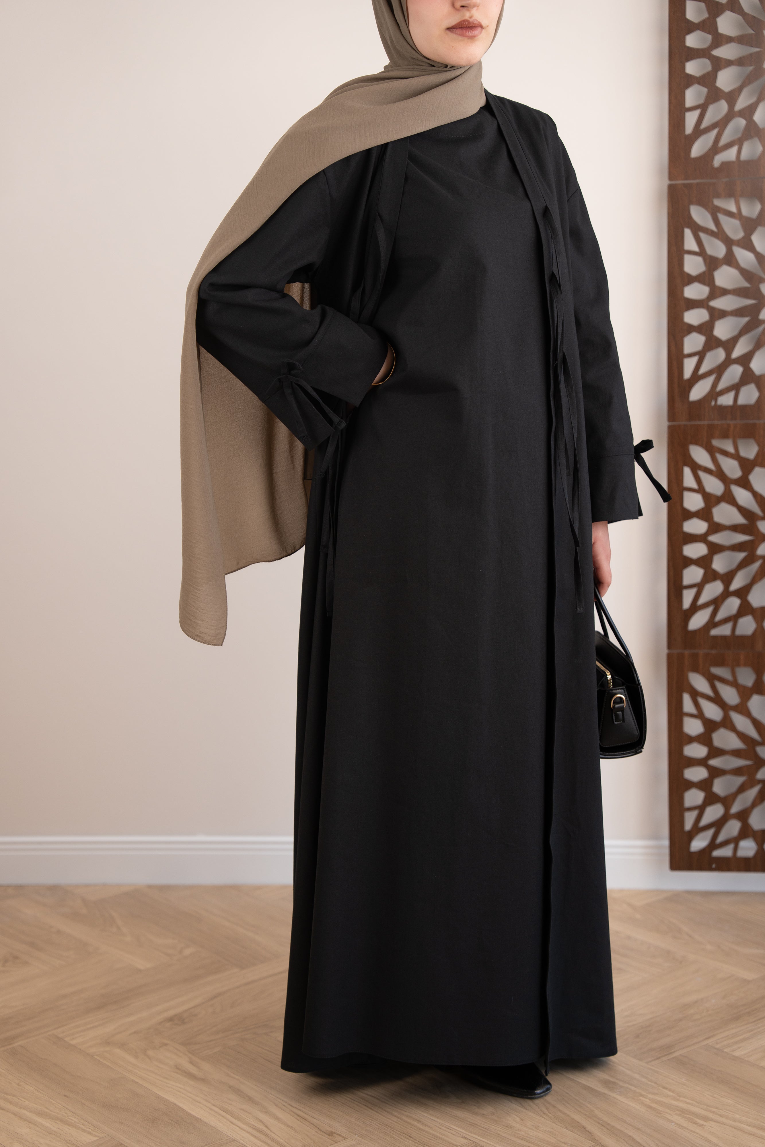 Keten Kimono İkili Takım SİYAH