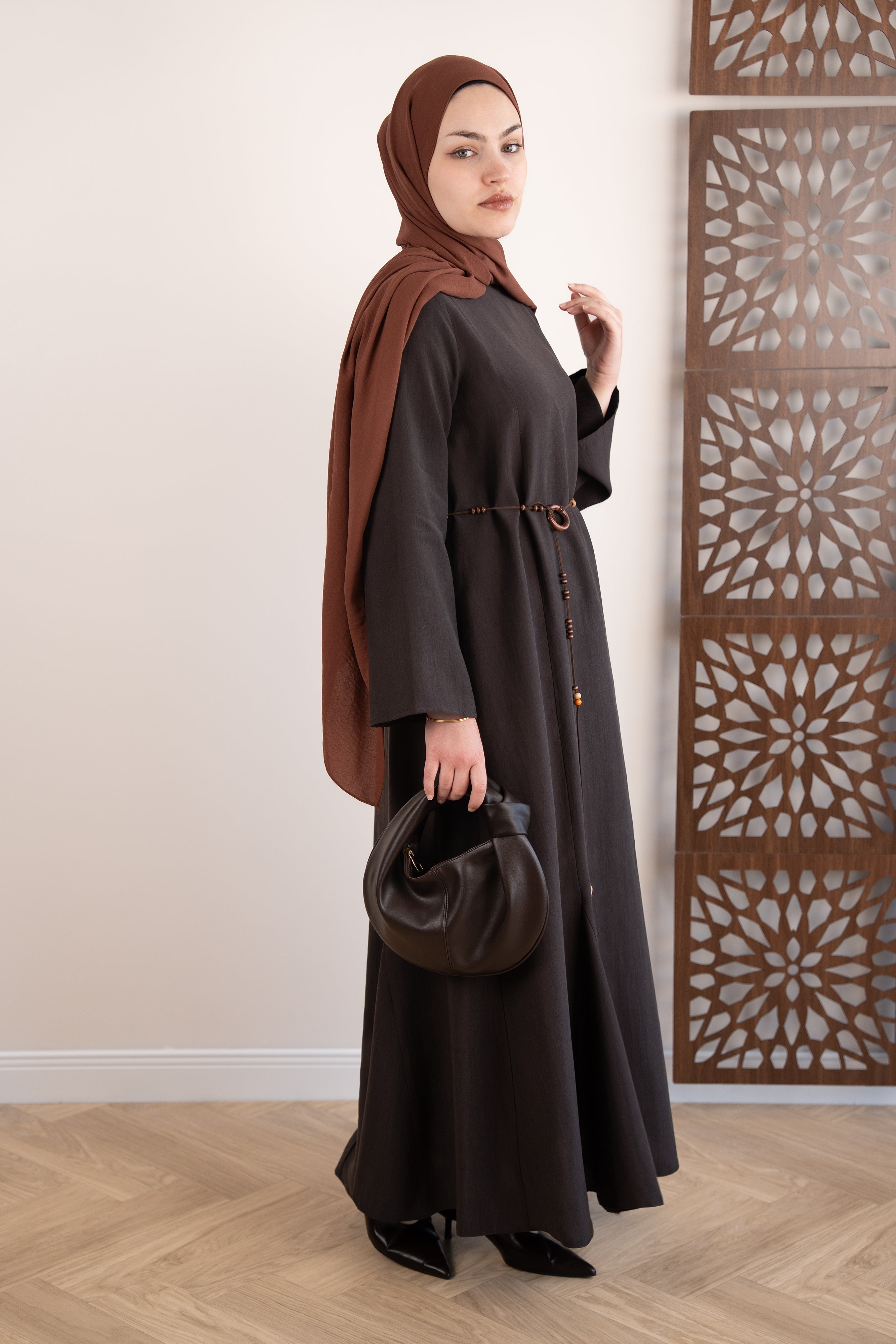 Godeli Modal Elbise KAHVERENGİ