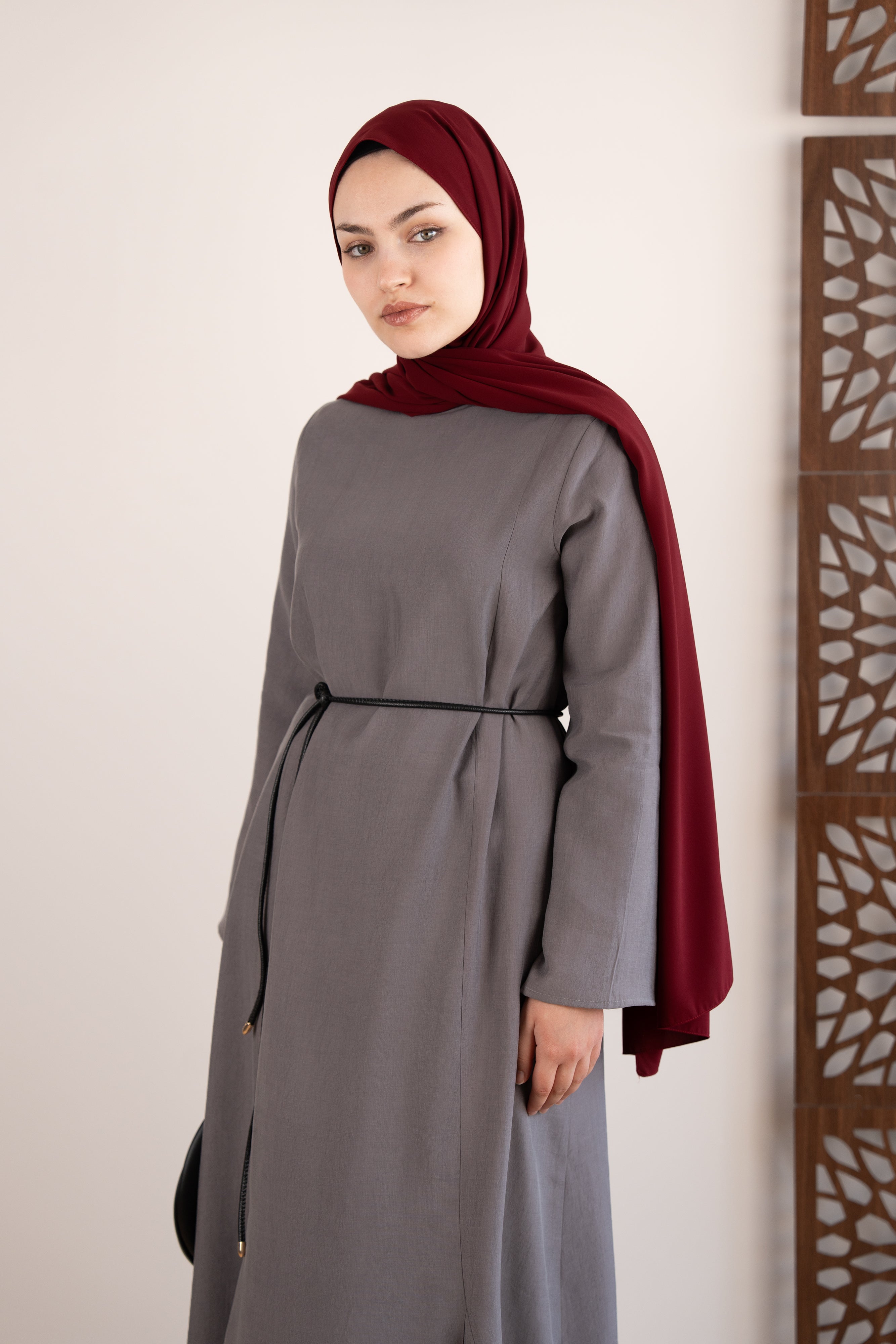 Godeli Modal Elbise GRİ