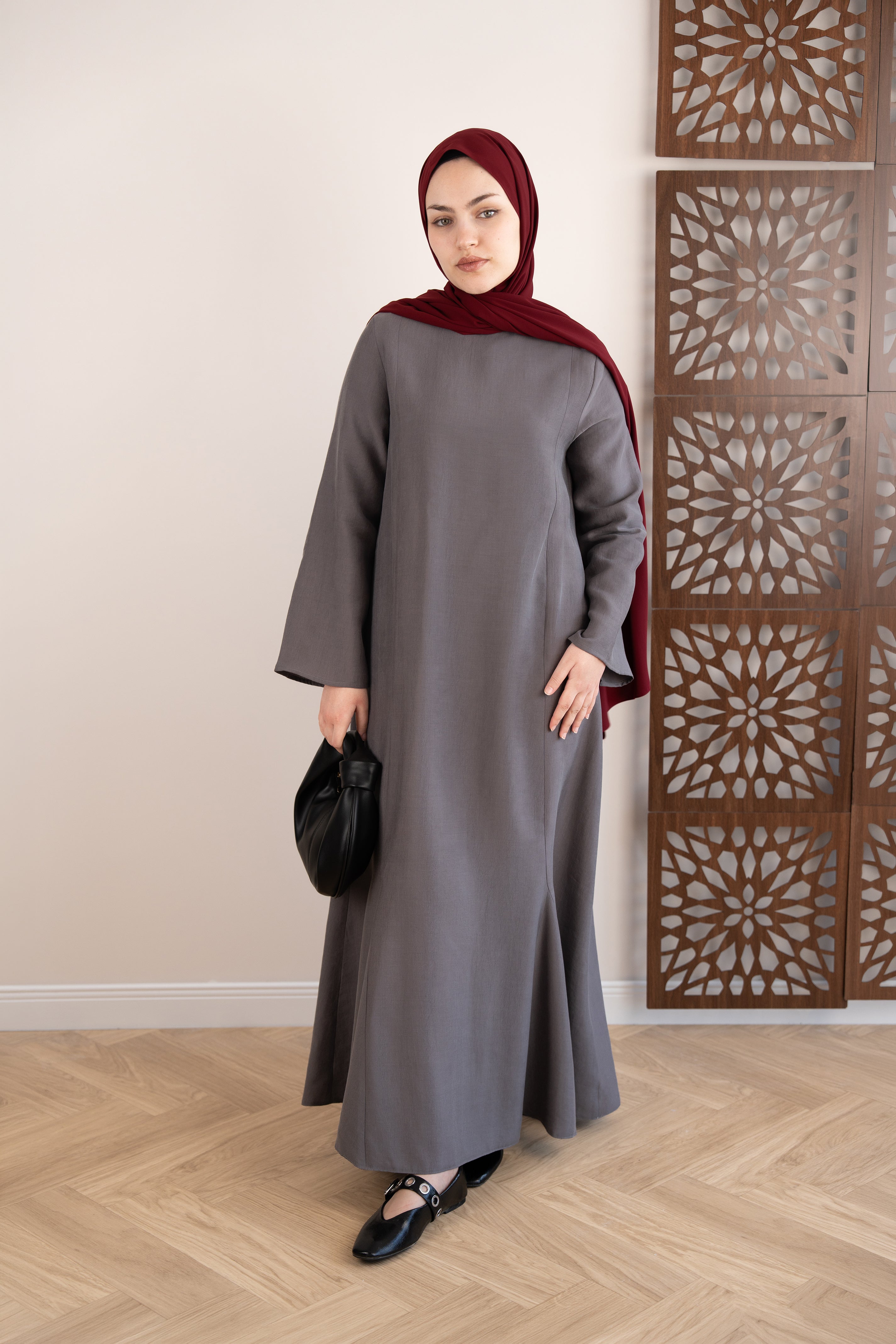 Godeli Modal Elbise GRİ