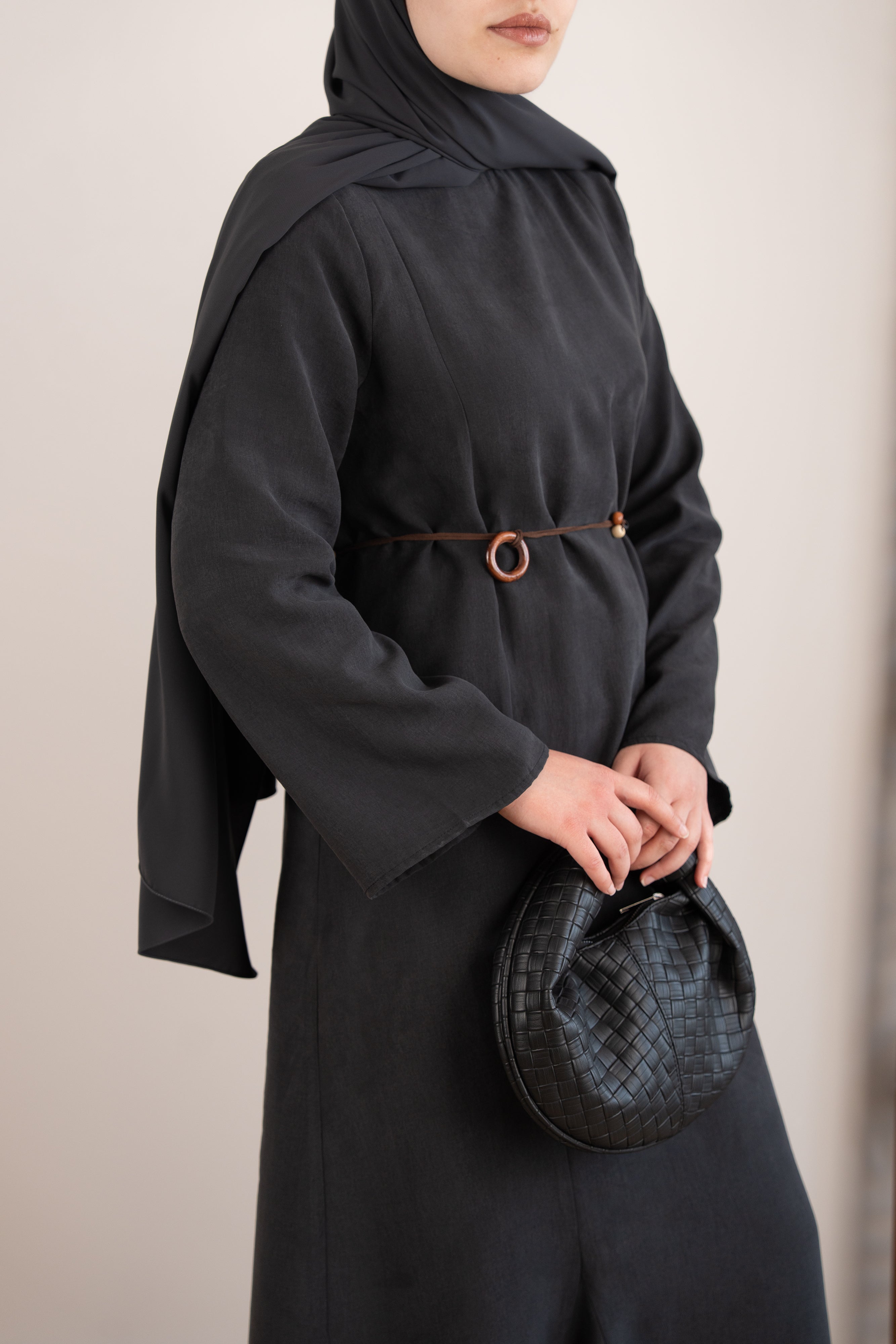 Godeli Modal Elbise Dumanlı Siyah