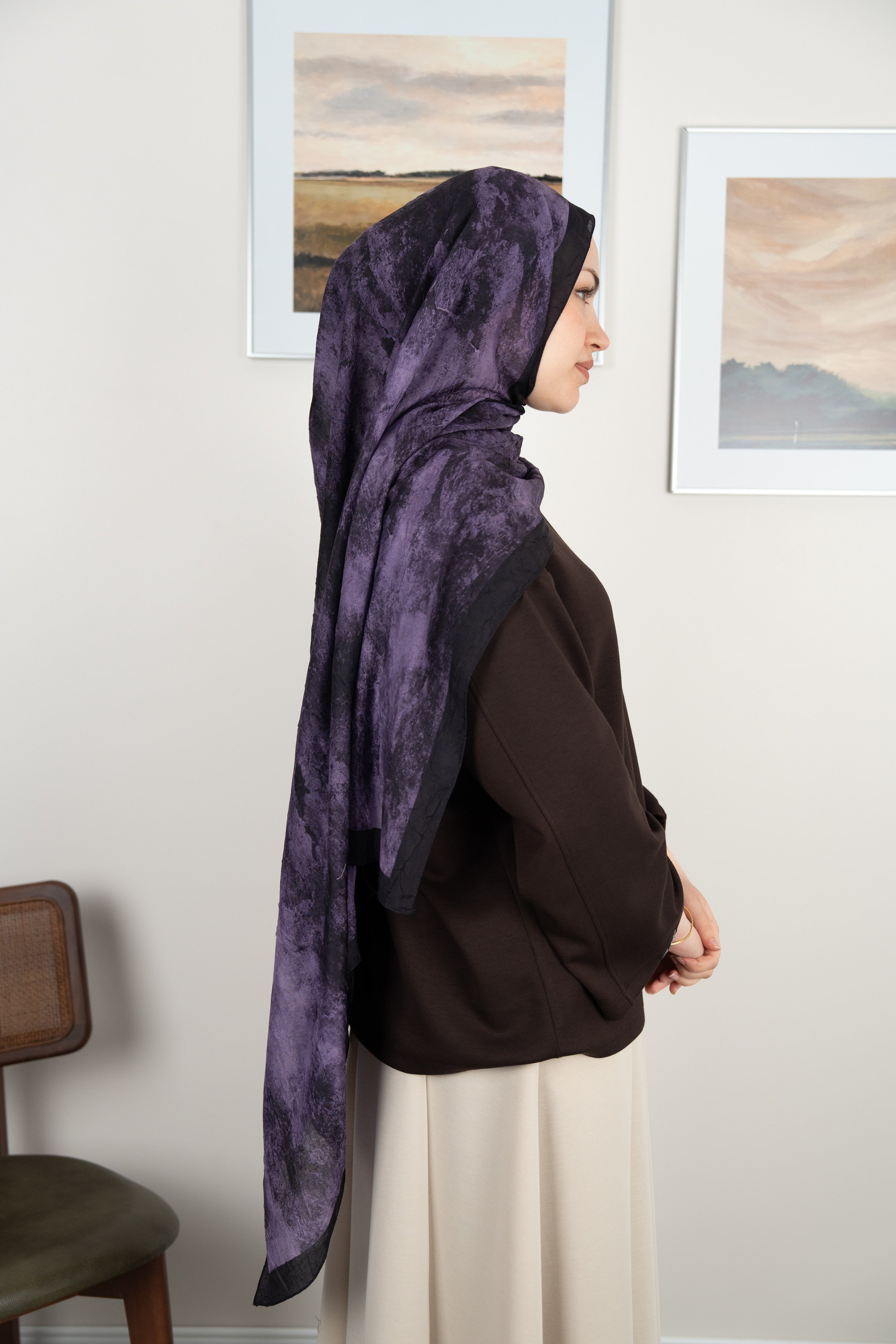 Bulut Desen Şal LAVANTA