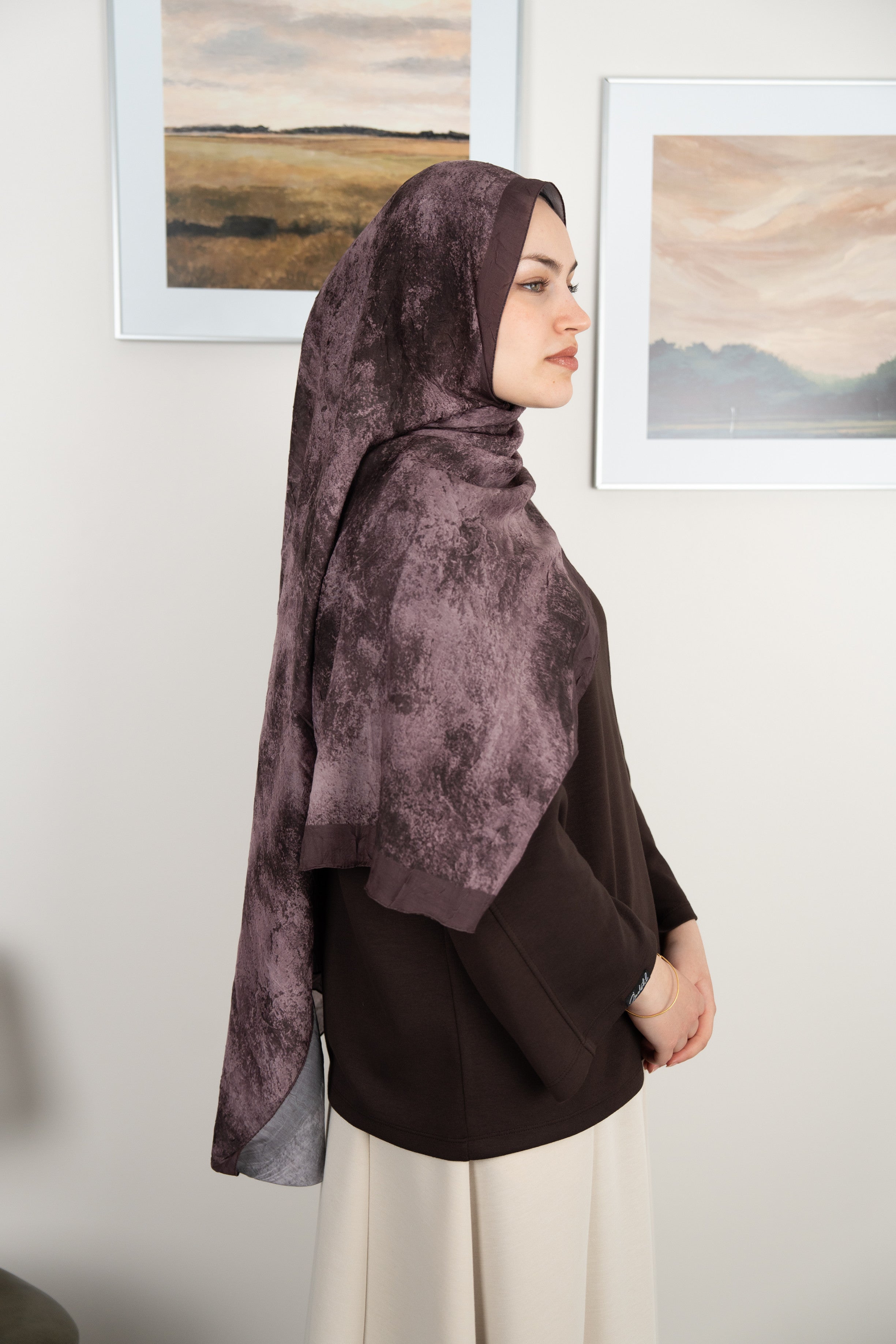 Bulut Desen Şal Tozlu Mor