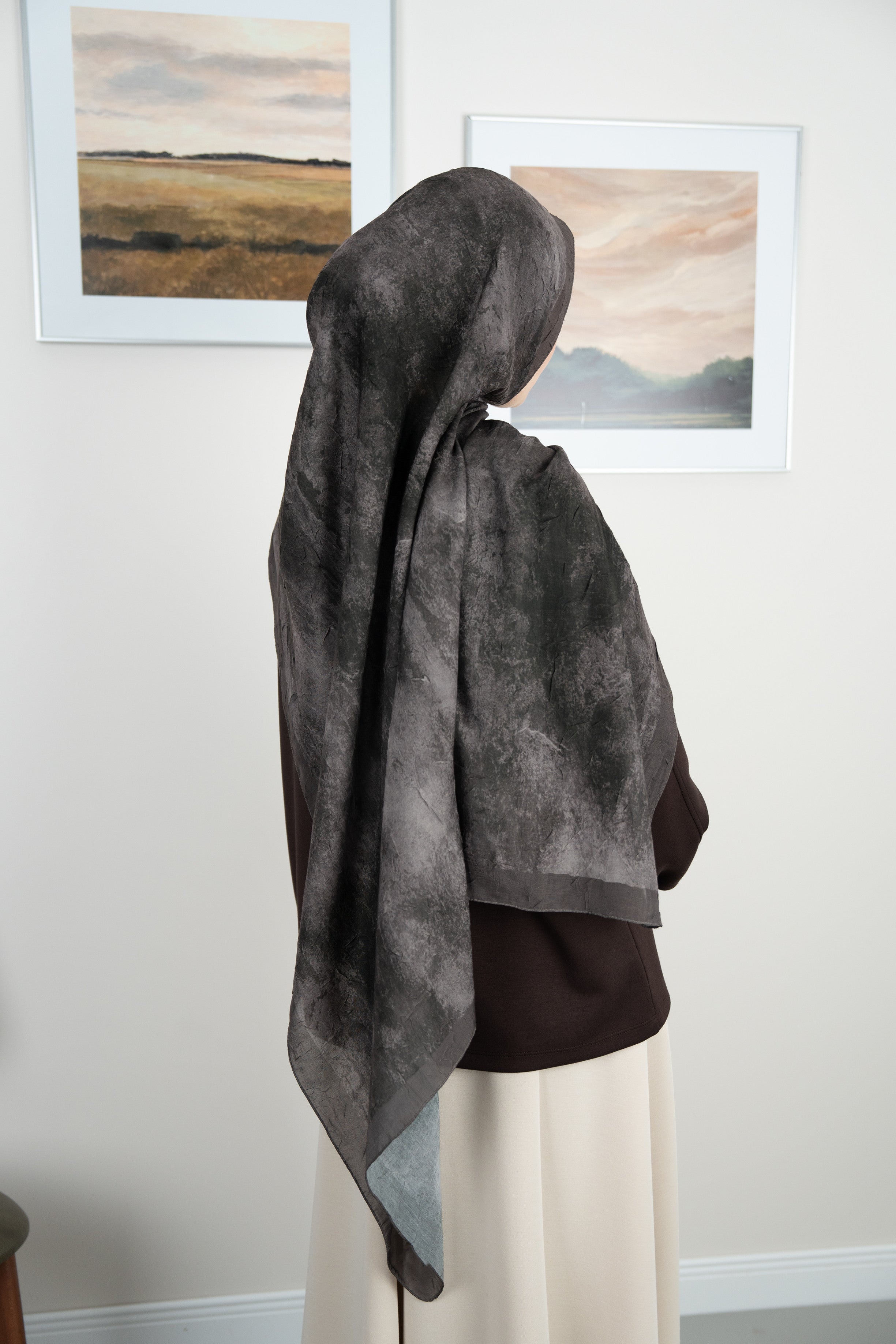 Bulut Desen Şal Taş Yeşili