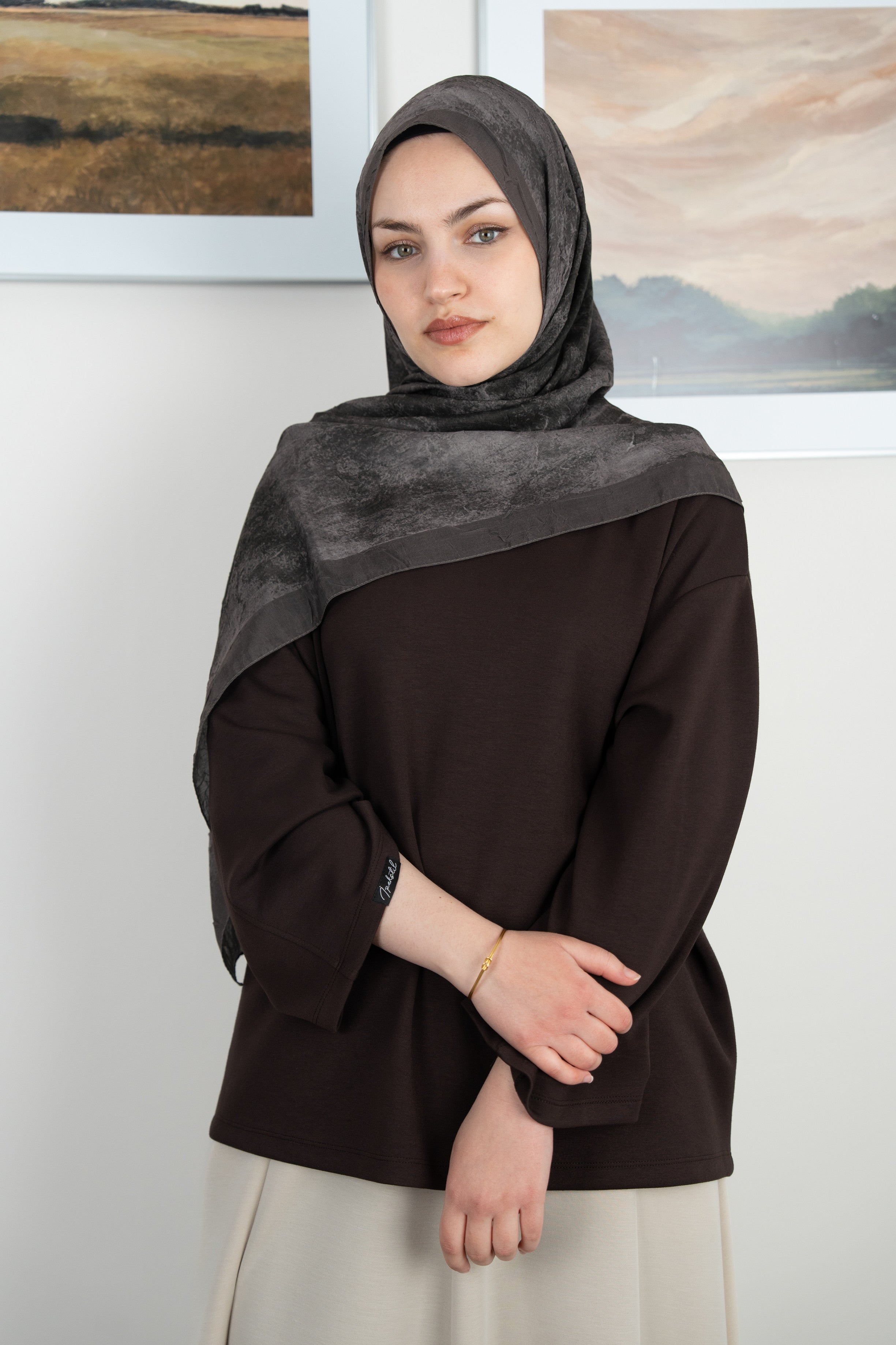 Bulut Desen Şal Taş Yeşili