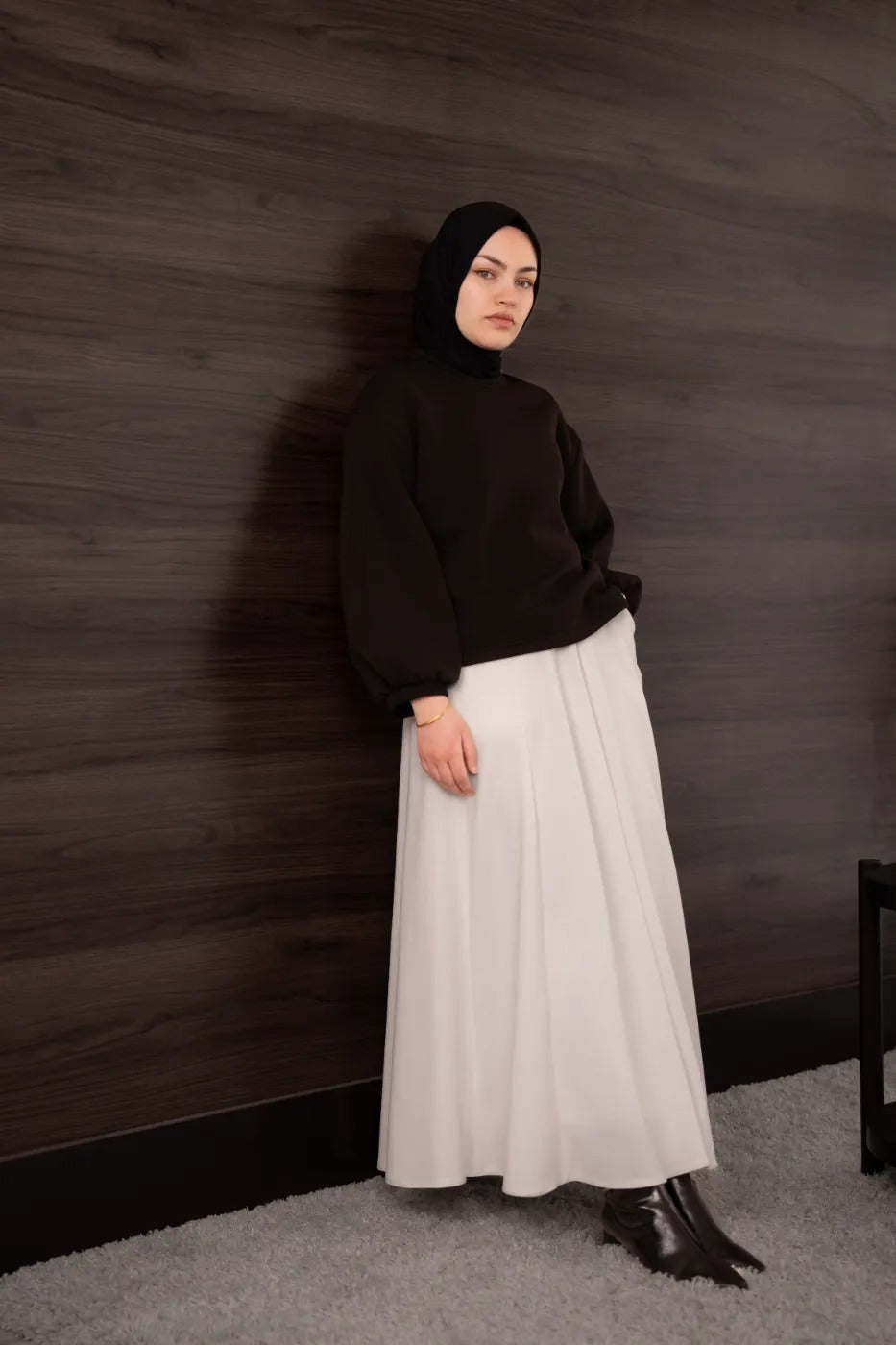 Bomber Kollu Basıc Sweatshirt Siyah