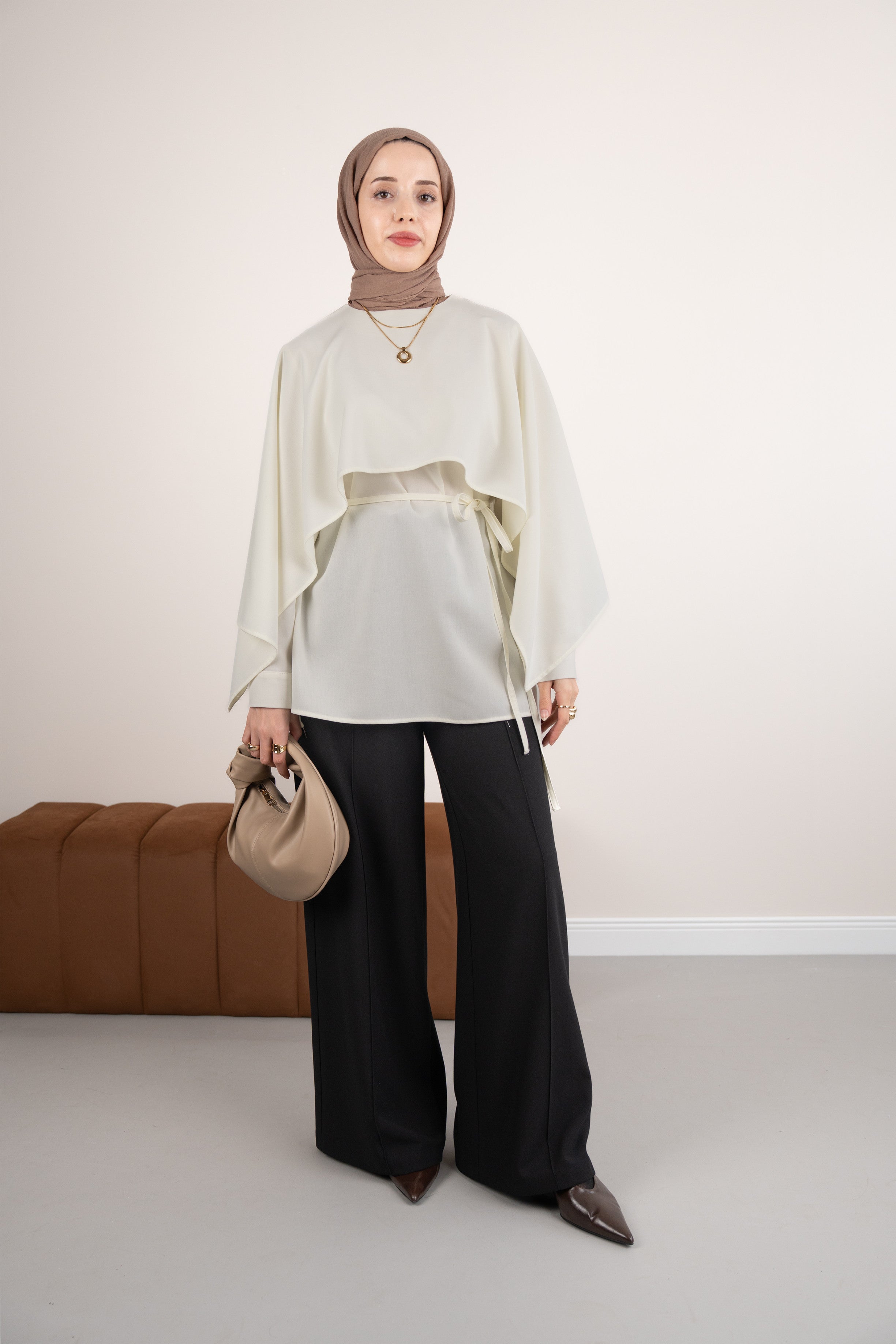 Pelerinli Tunik EKRU