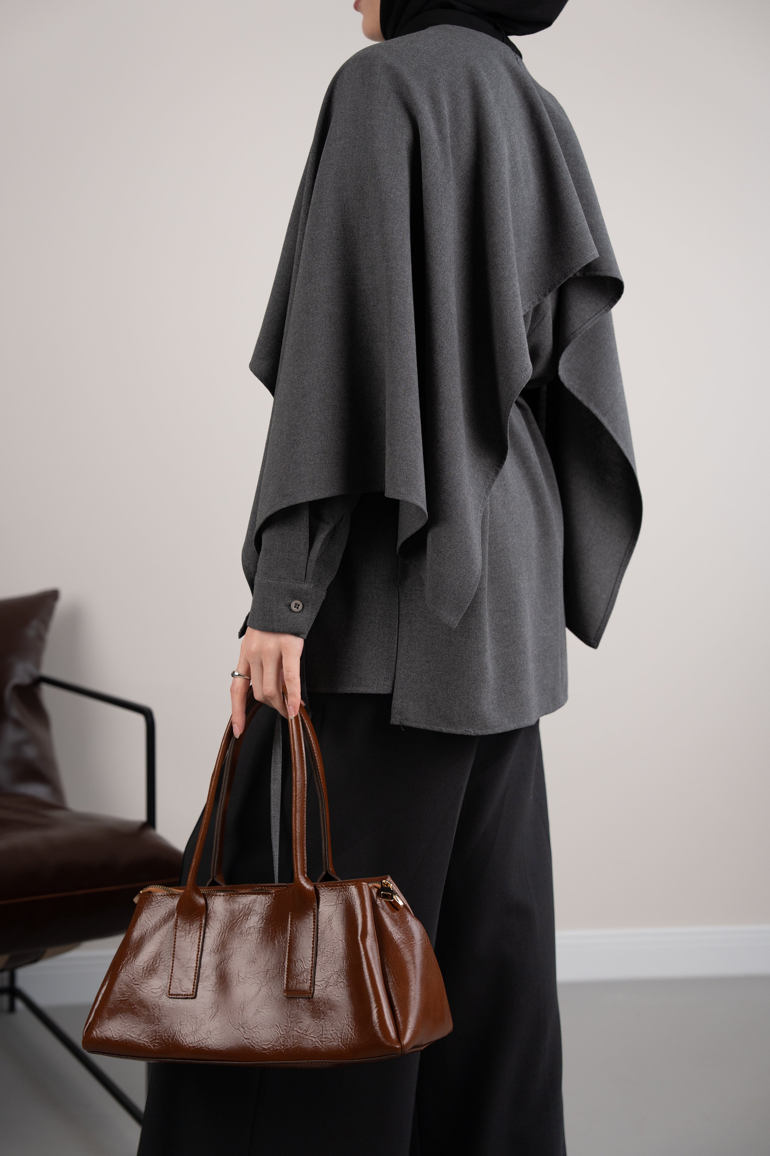 Pelerinli Tunik ANTRASİT