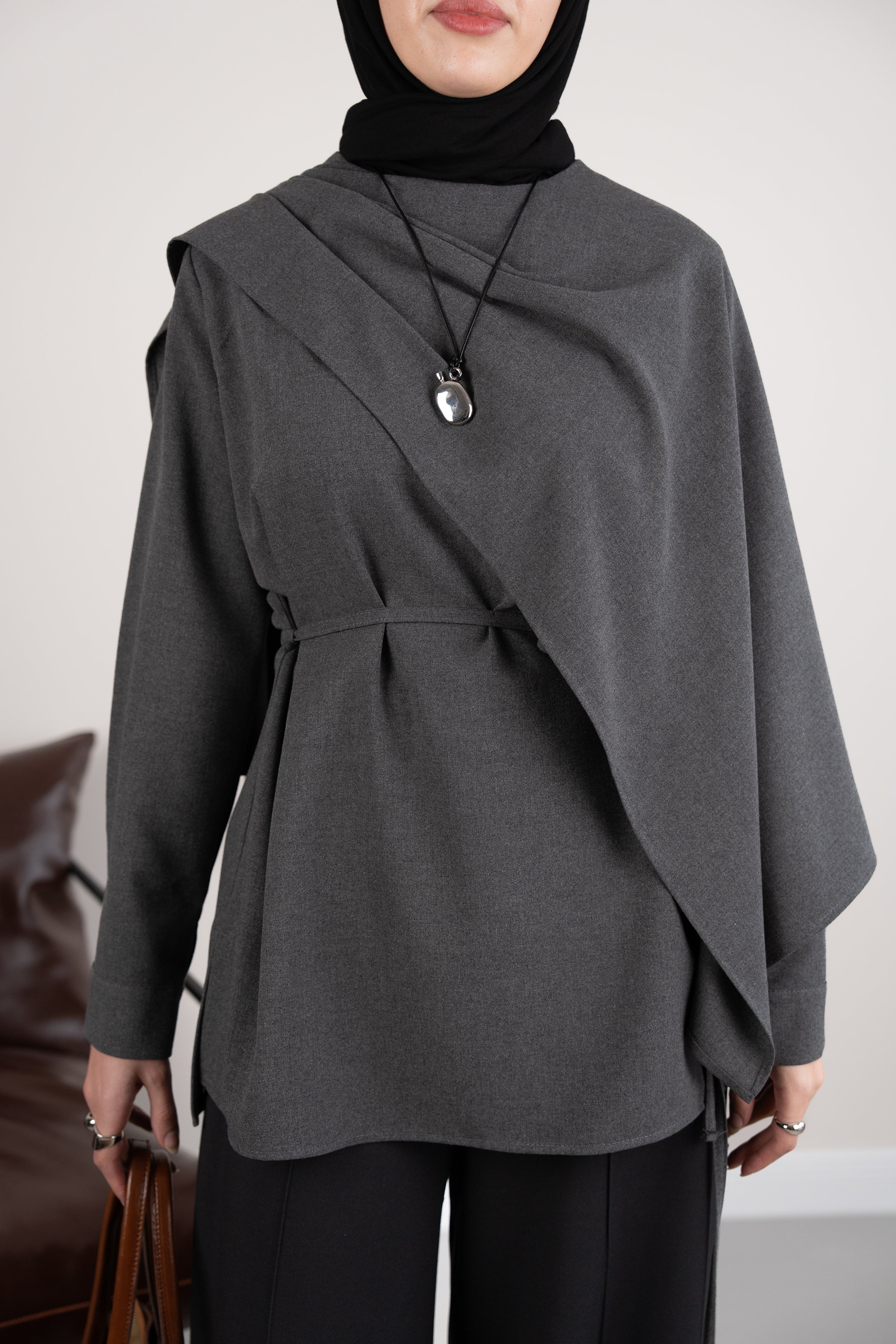 Pelerinli Tunik ANTRASİT