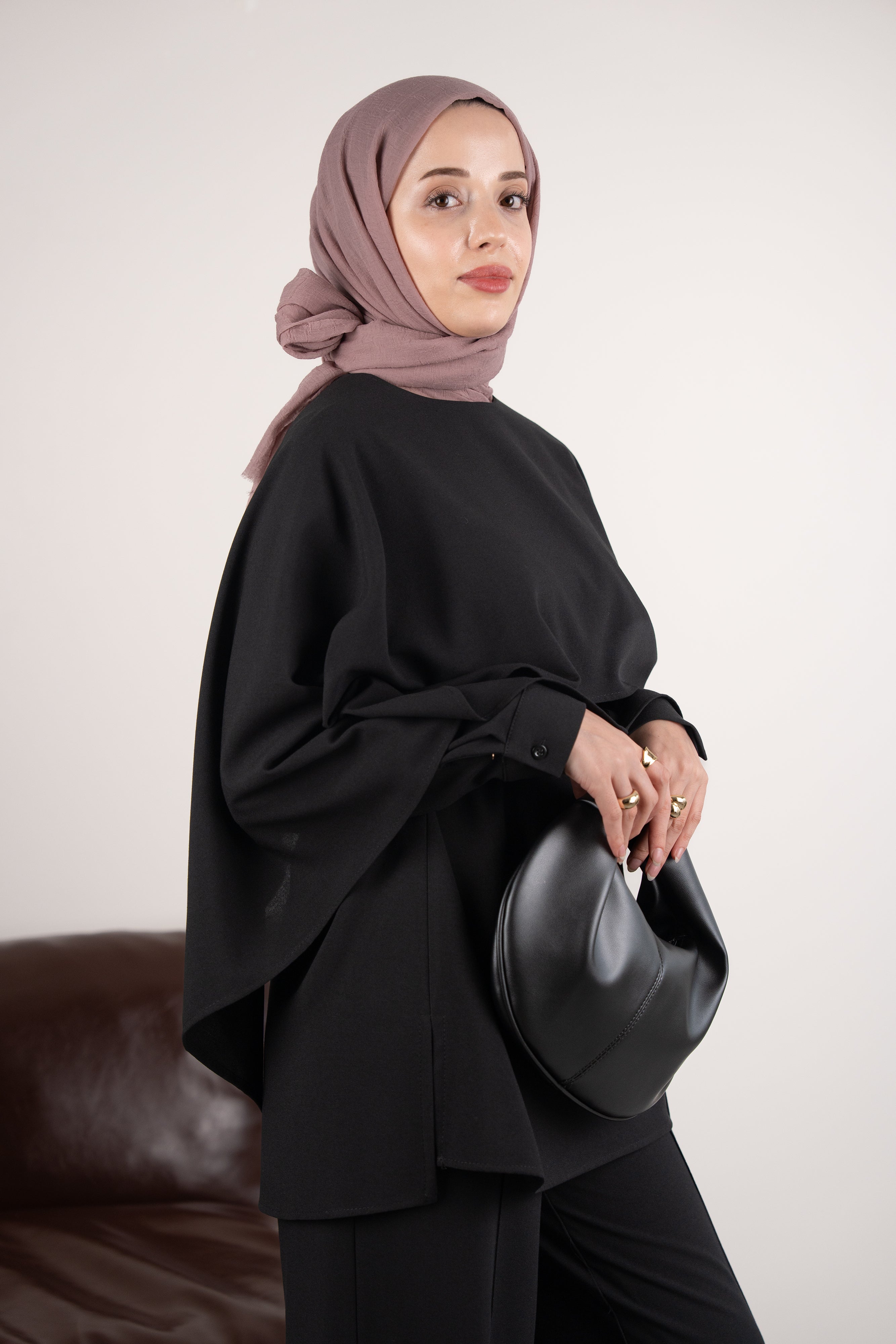 Pelerinli Tunik SİYAH