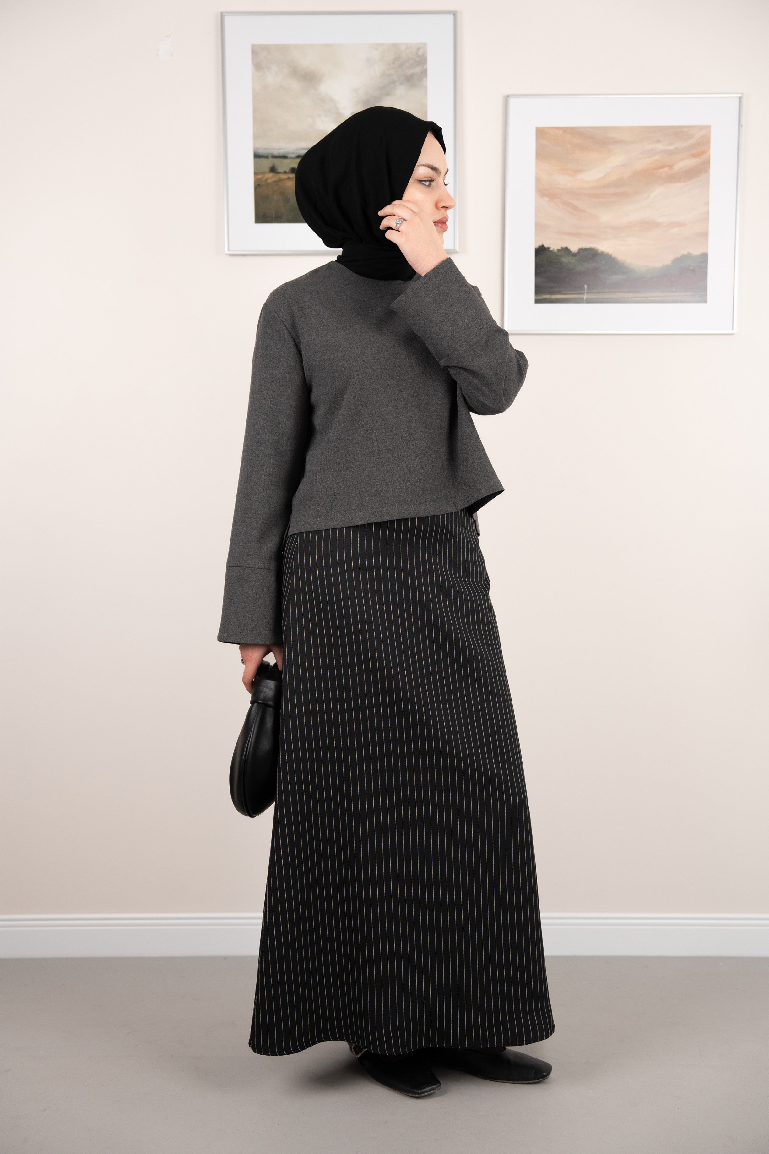 Çizgili Çan Etek SİYAH