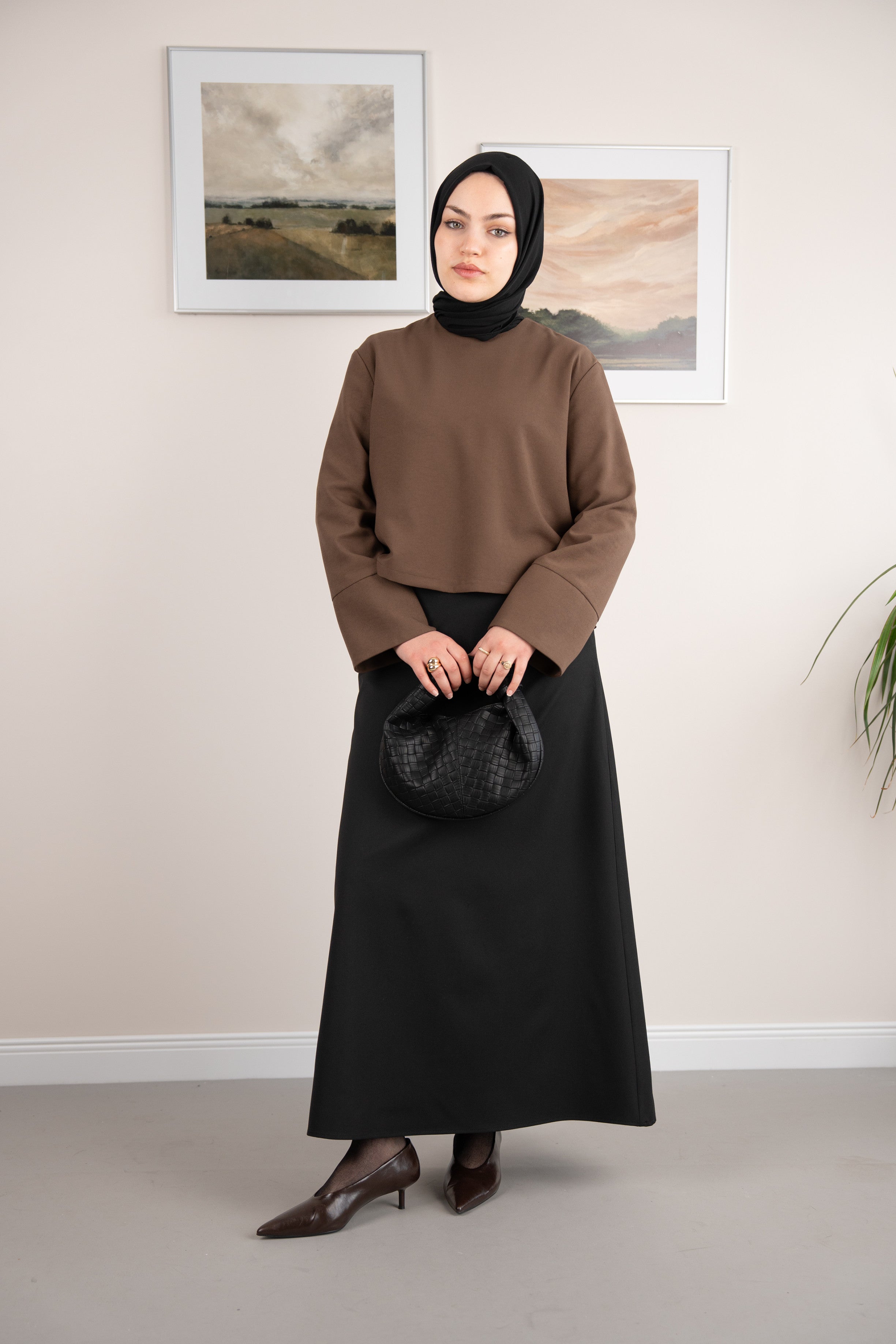 Manşetli Bluz KAHVERENGİ