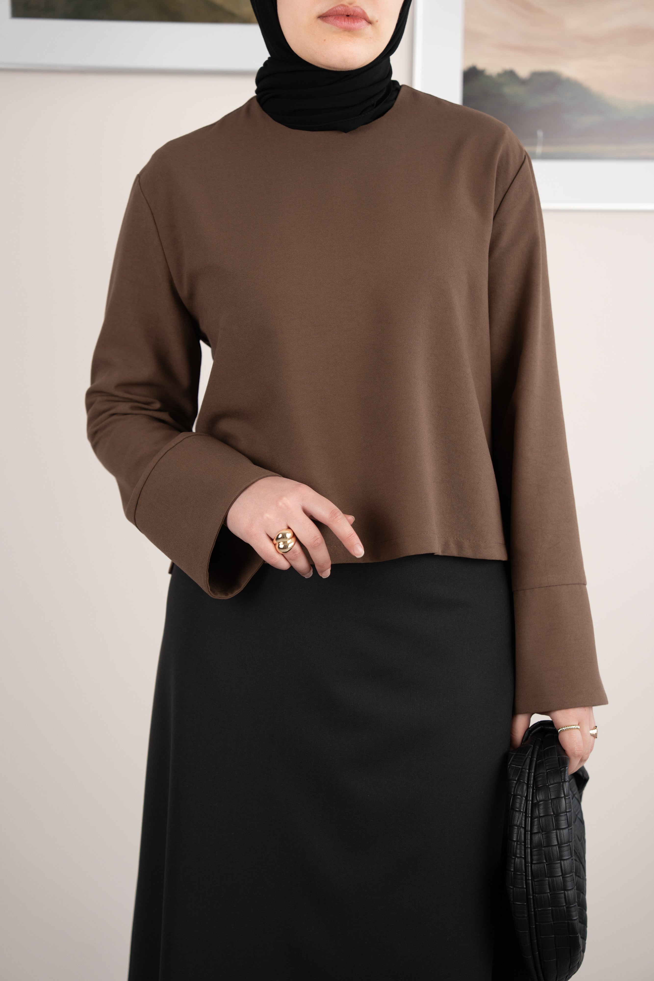 Manşetli Bluz KAHVERENGİ