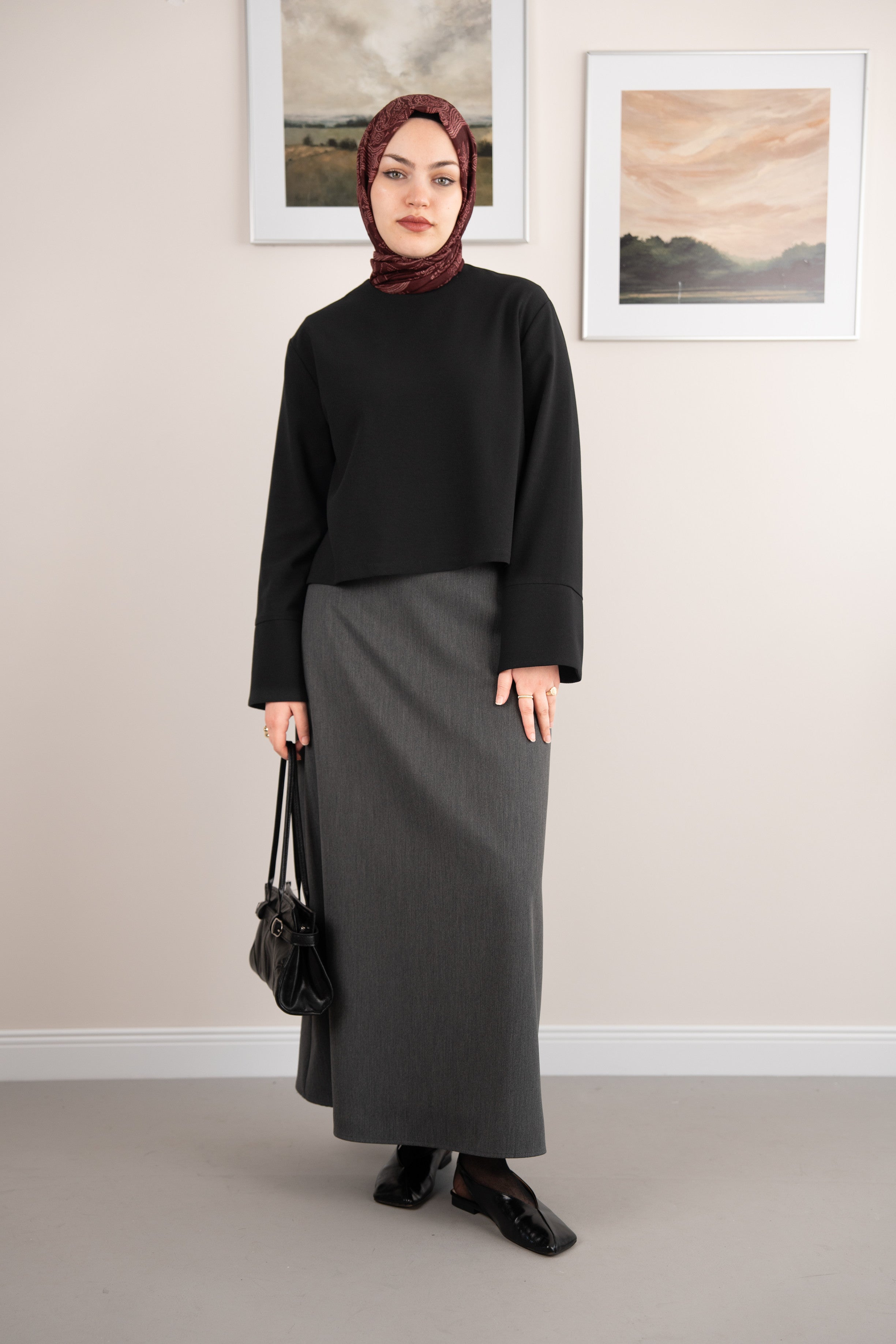 Manşetli Bluz SİYAH