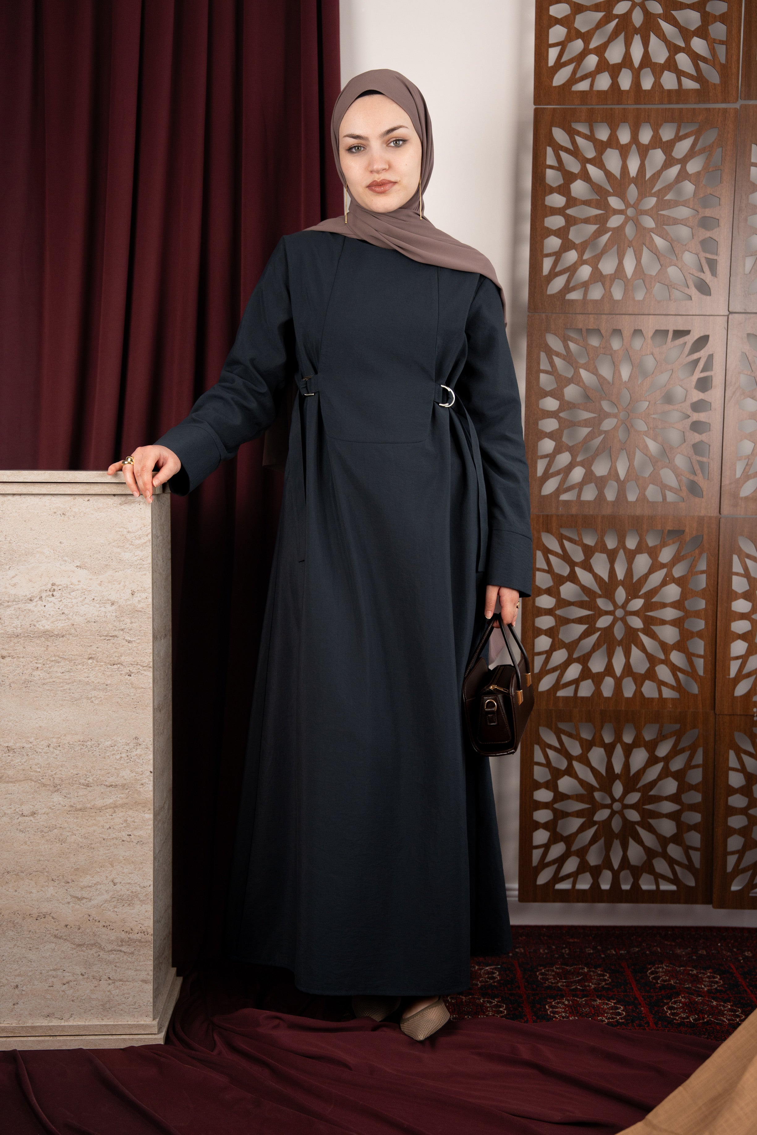 D Tokalı Elbise Soft İndigo