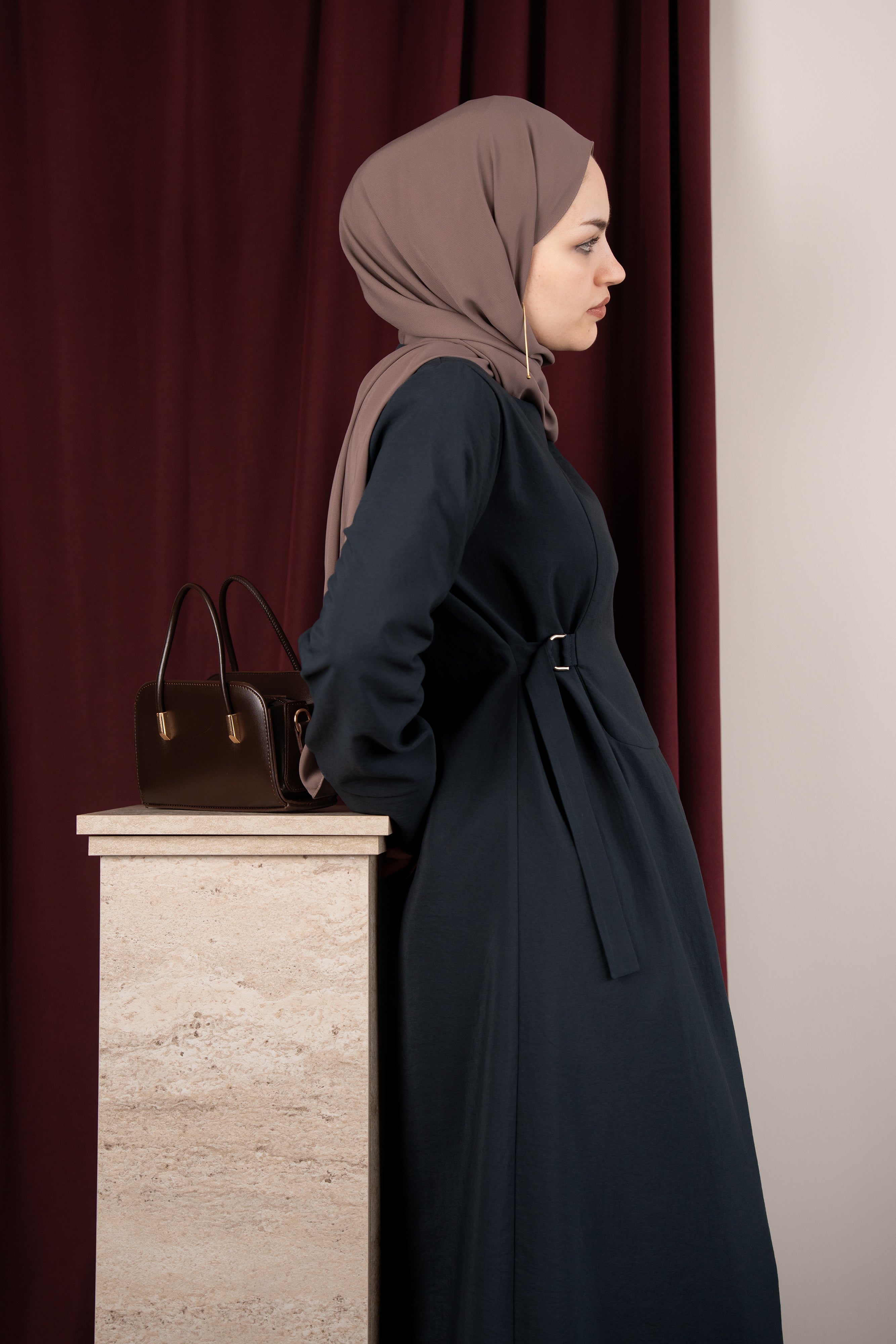 D Tokalı Elbise Soft İndigo