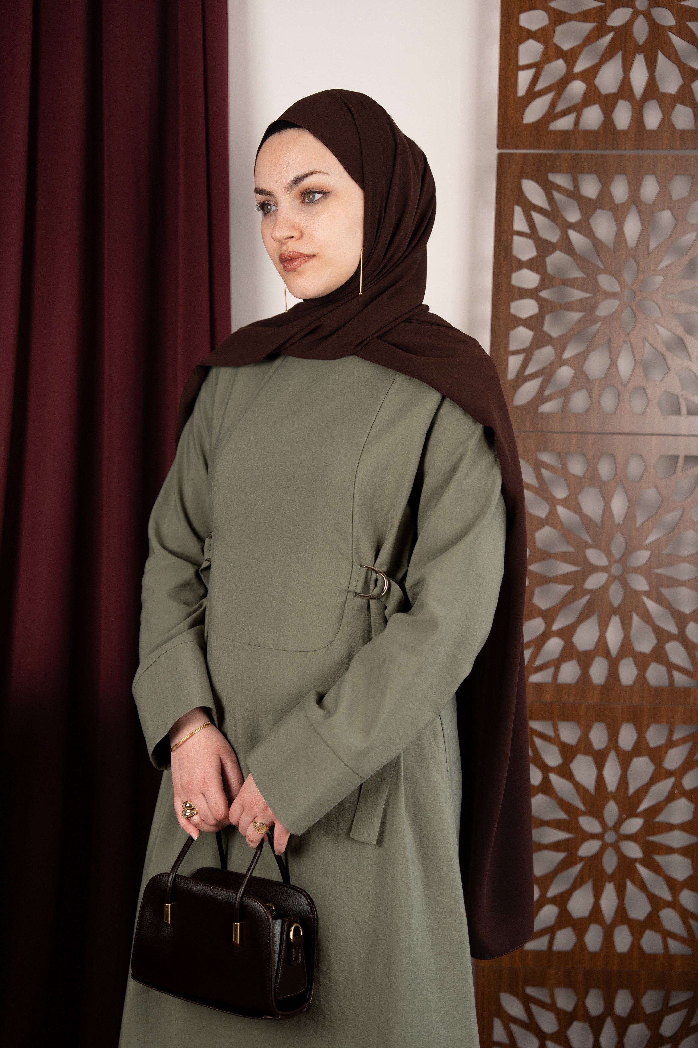 D Tokalı Elbise YEŞİL