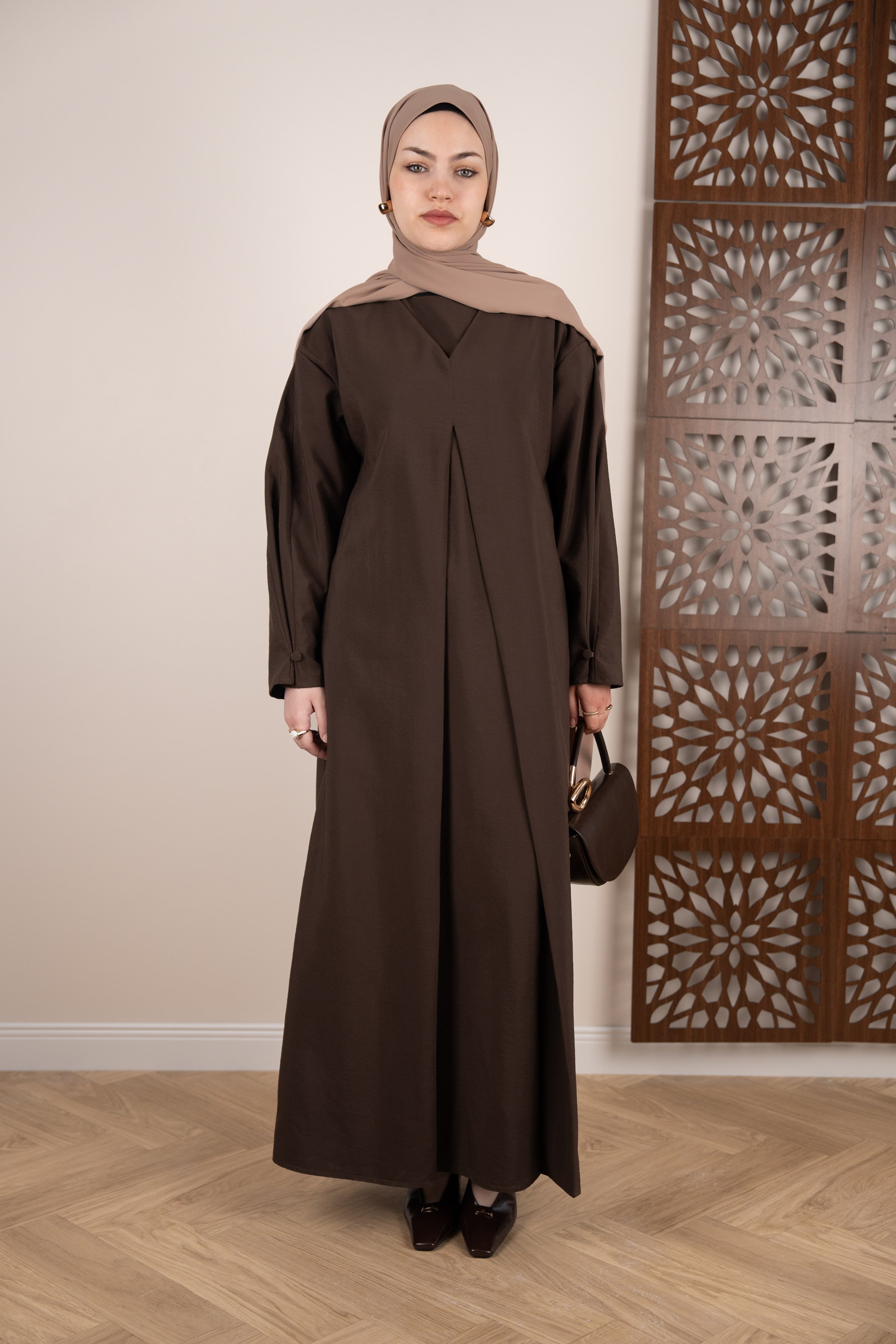 Katmanlı Elbise KAHVERENGİ