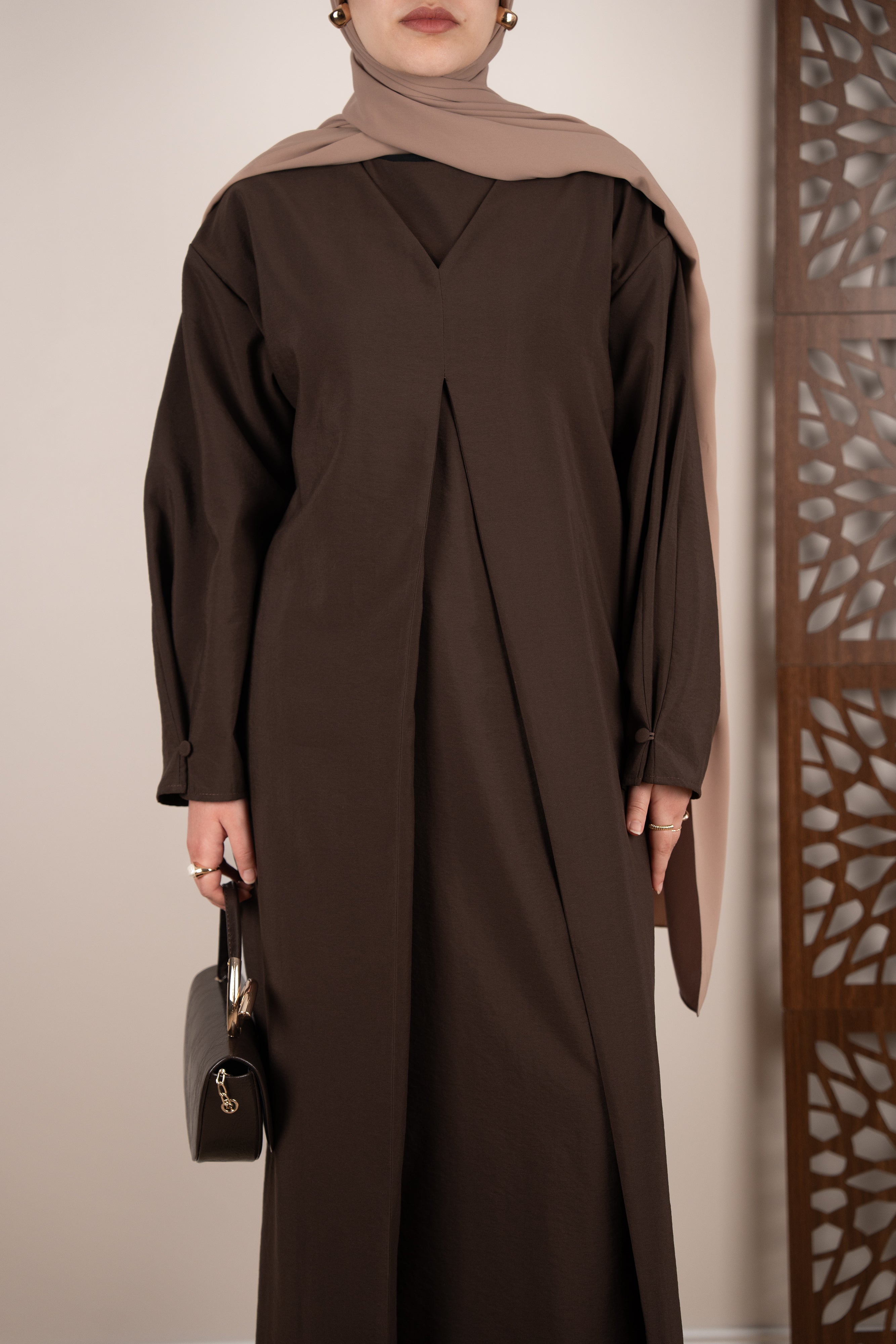 Katmanlı Elbise KAHVERENGİ