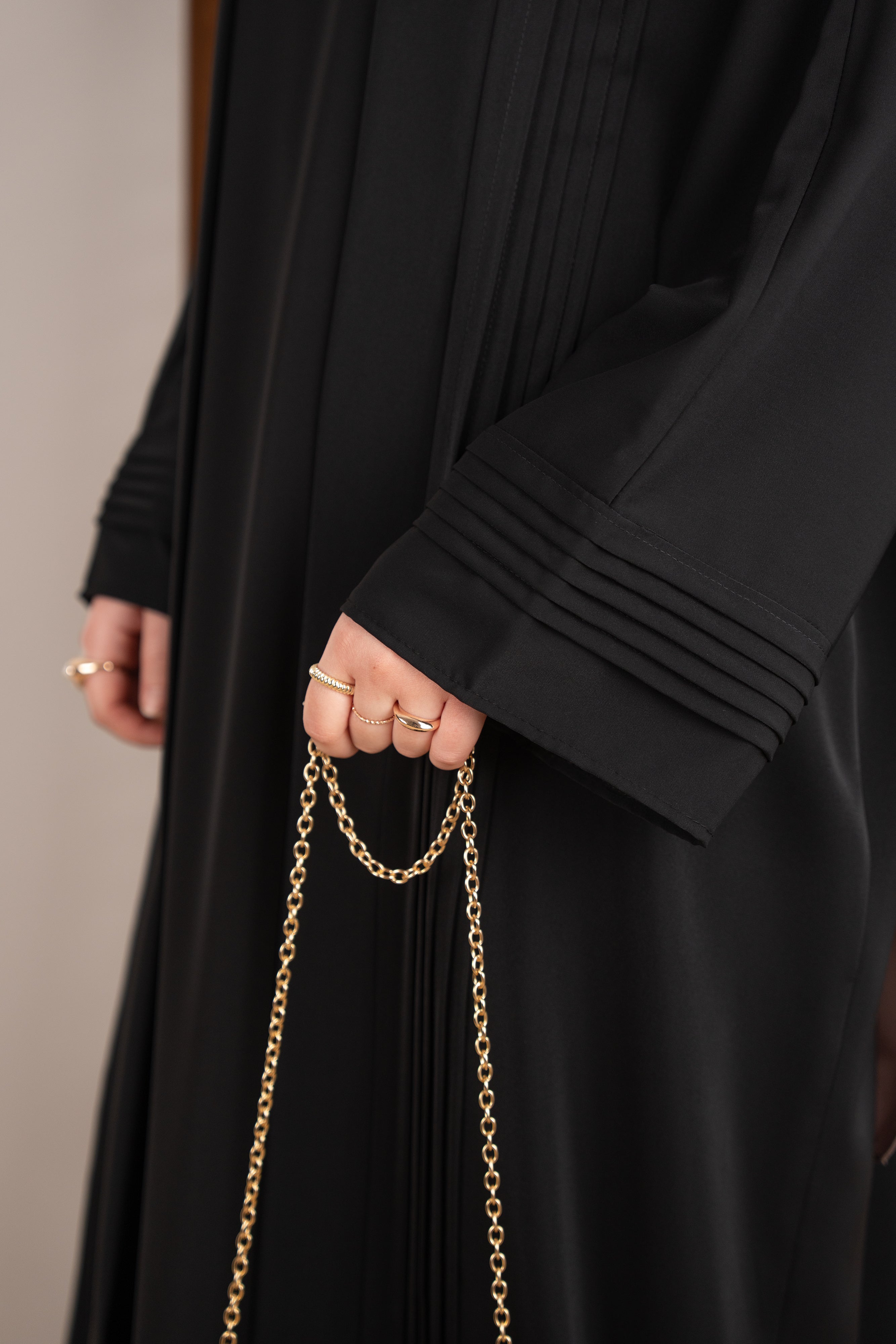 Nervürlü Abaya SİYAH