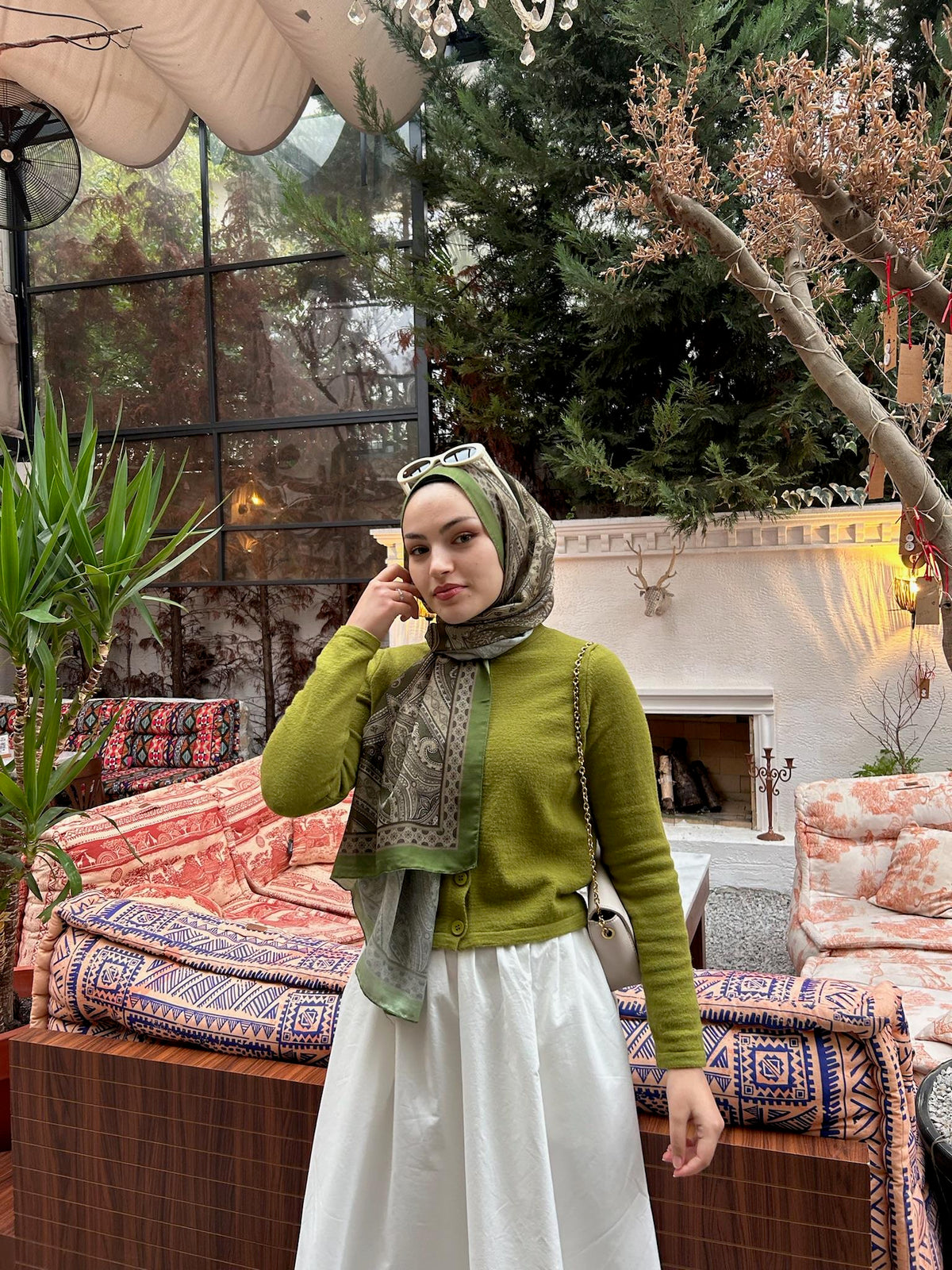 Etnik Desenli Şal SOFT YEŞİL