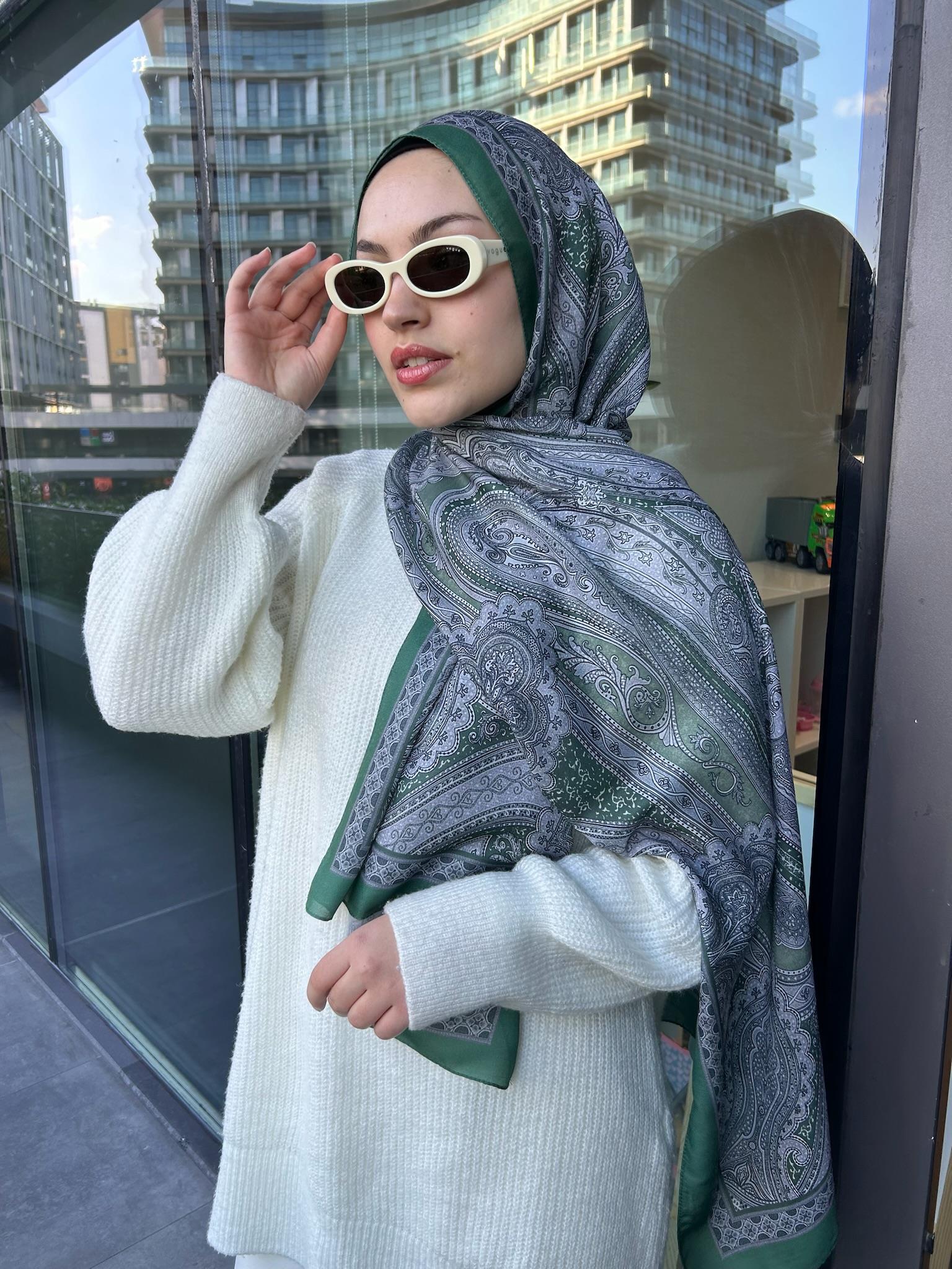 Etnik Desenli Şal Yeşil