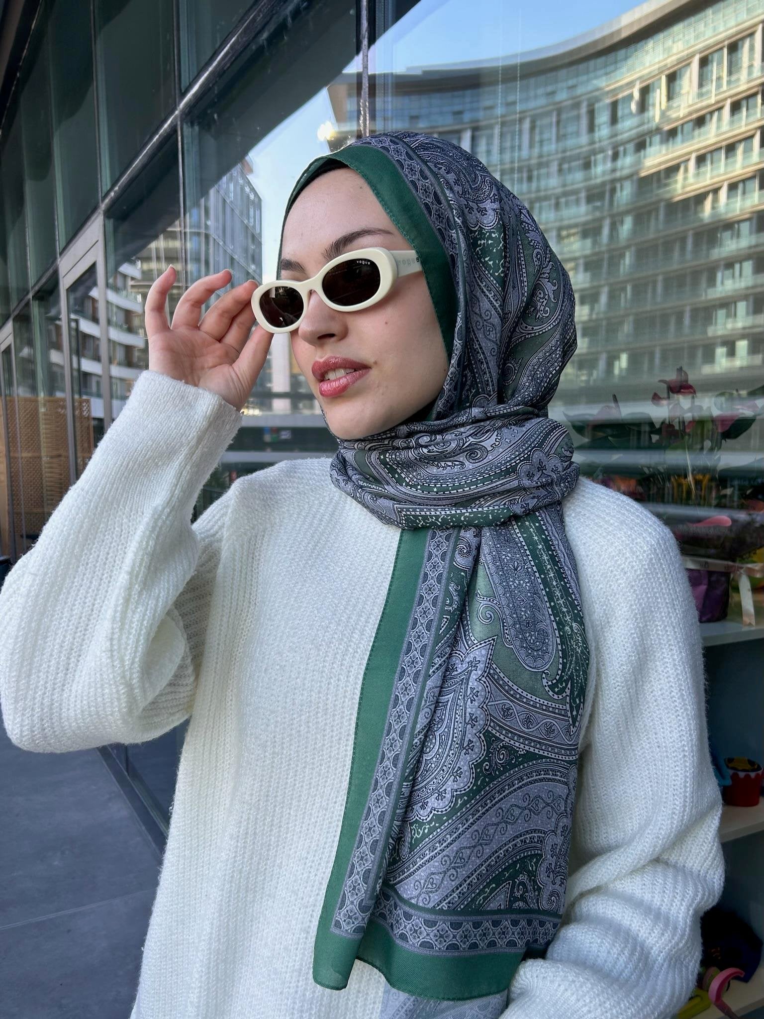 Etnik Desenli Şal Yeşil