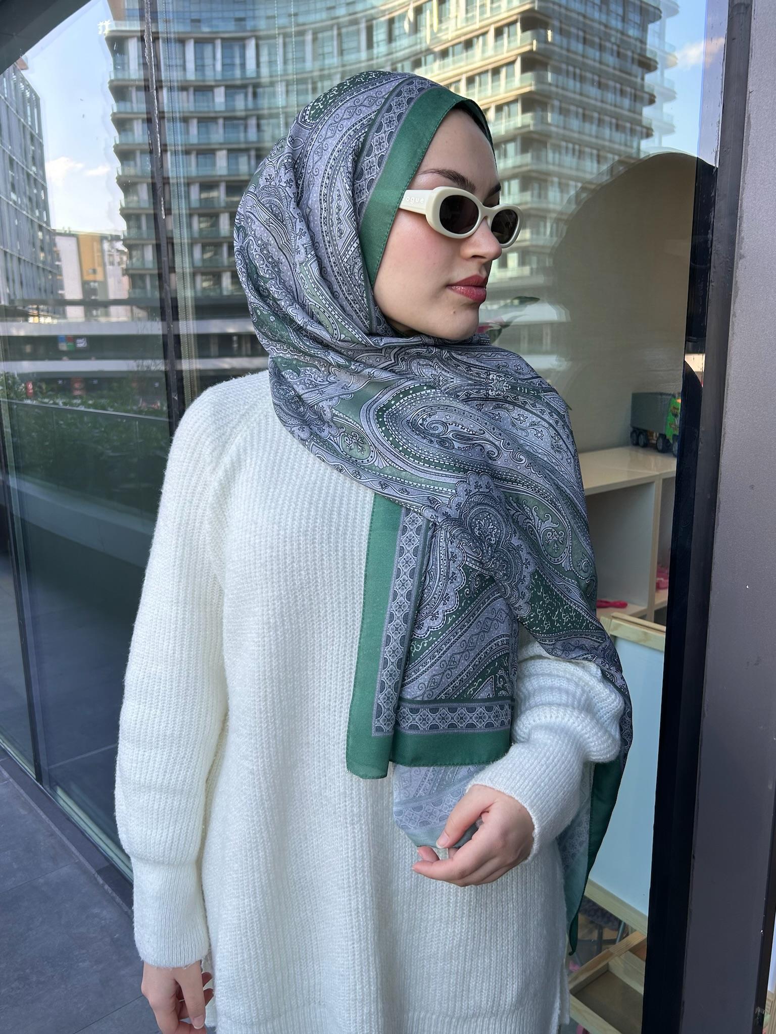 Etnik Desenli Şal Yeşil