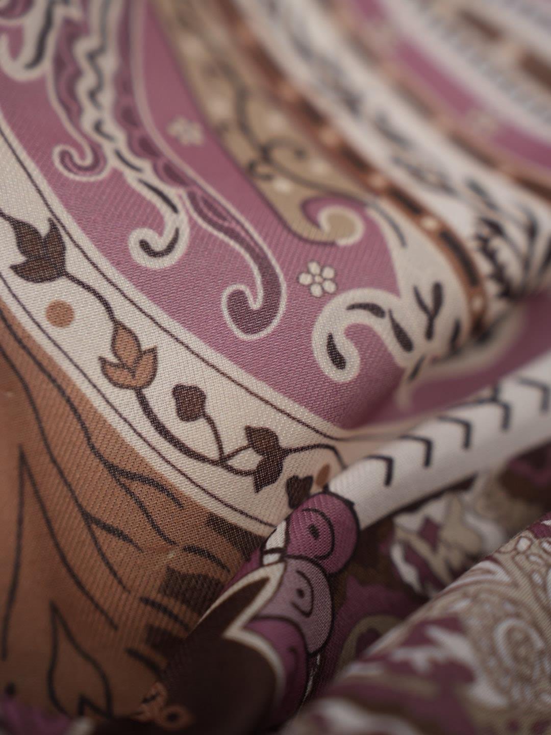 Etnik Noura Desen Şal KAHVERENGİ