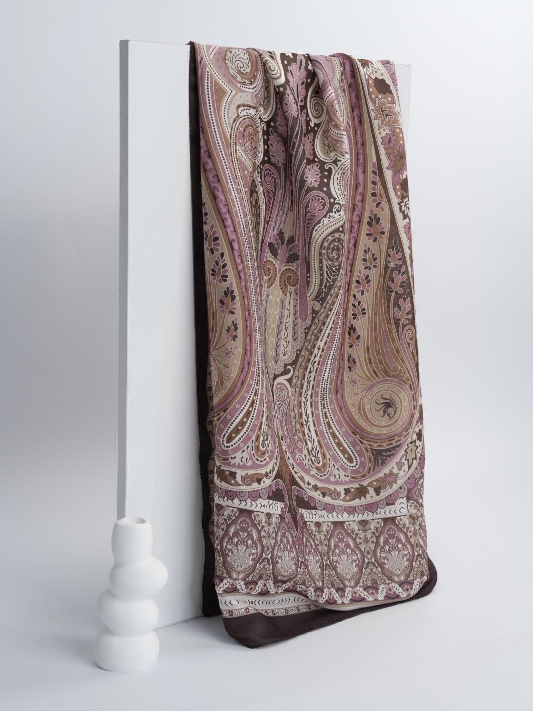 Etnik Noura Desen Şal Kahverengi