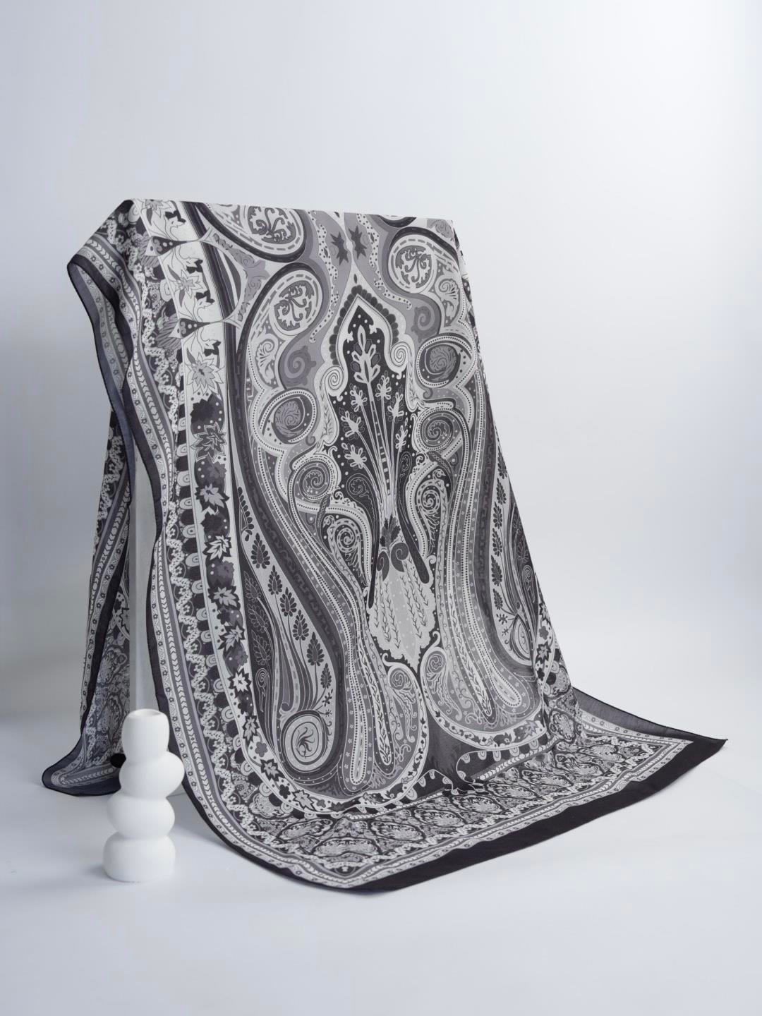 Etnik Noura Desen Şal Siyah