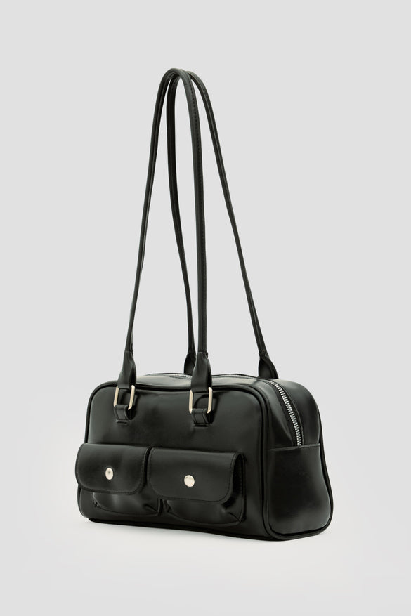 Çift Cepli Omuz Çantası SİYAH