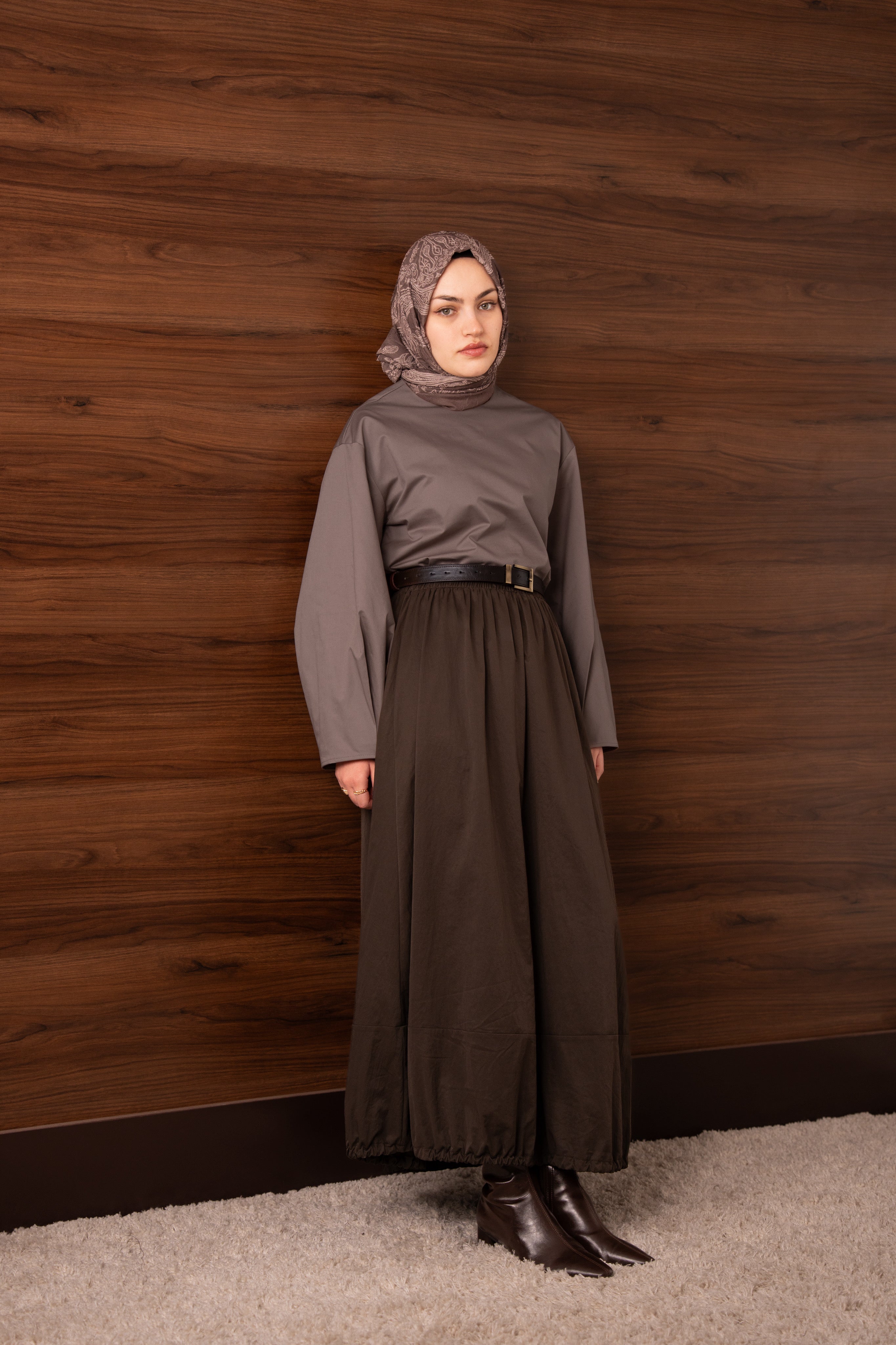 Etek Ucu Tünelli Etek KAHVERENGİ