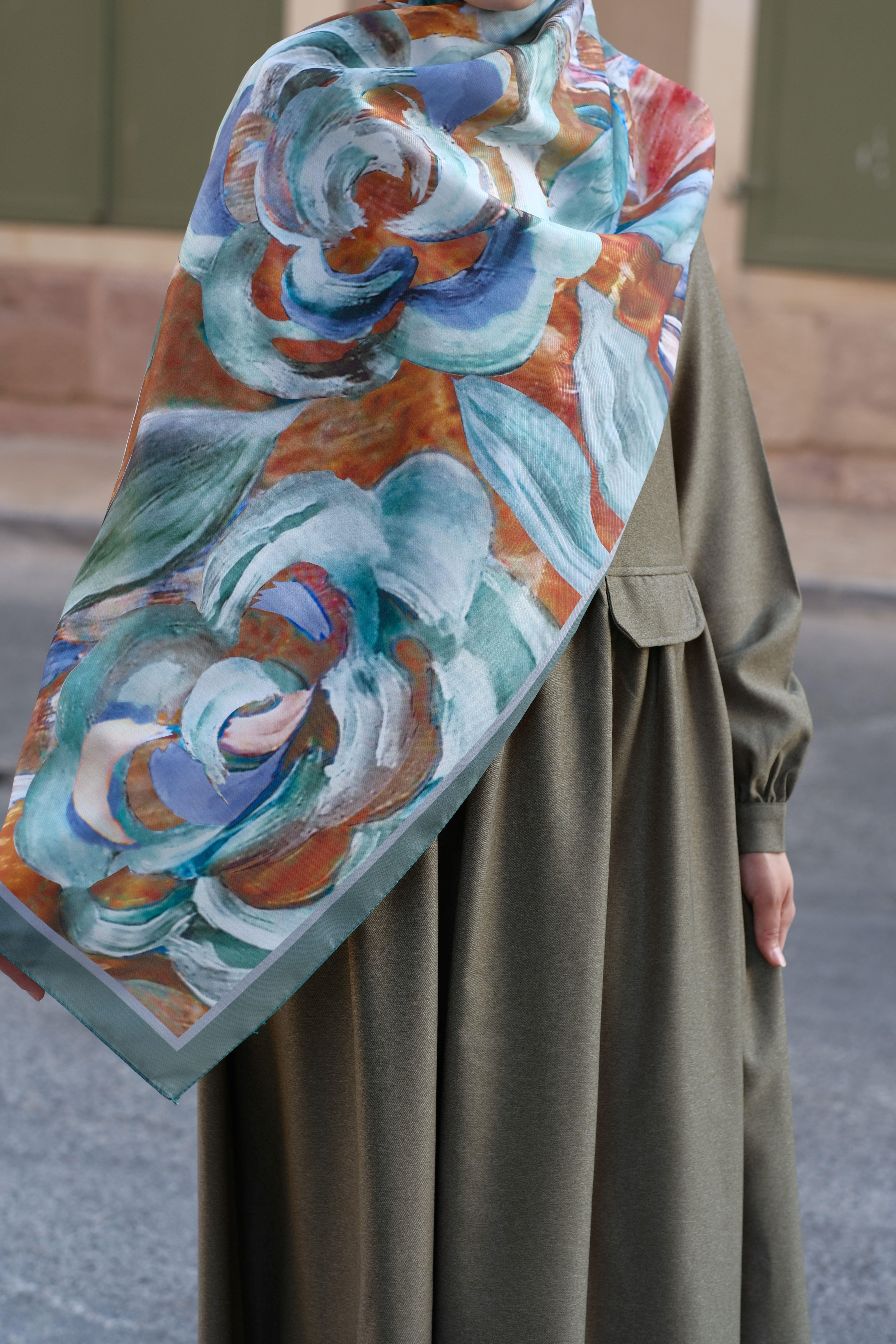 Gül Desenli Şal SOFT MİNT