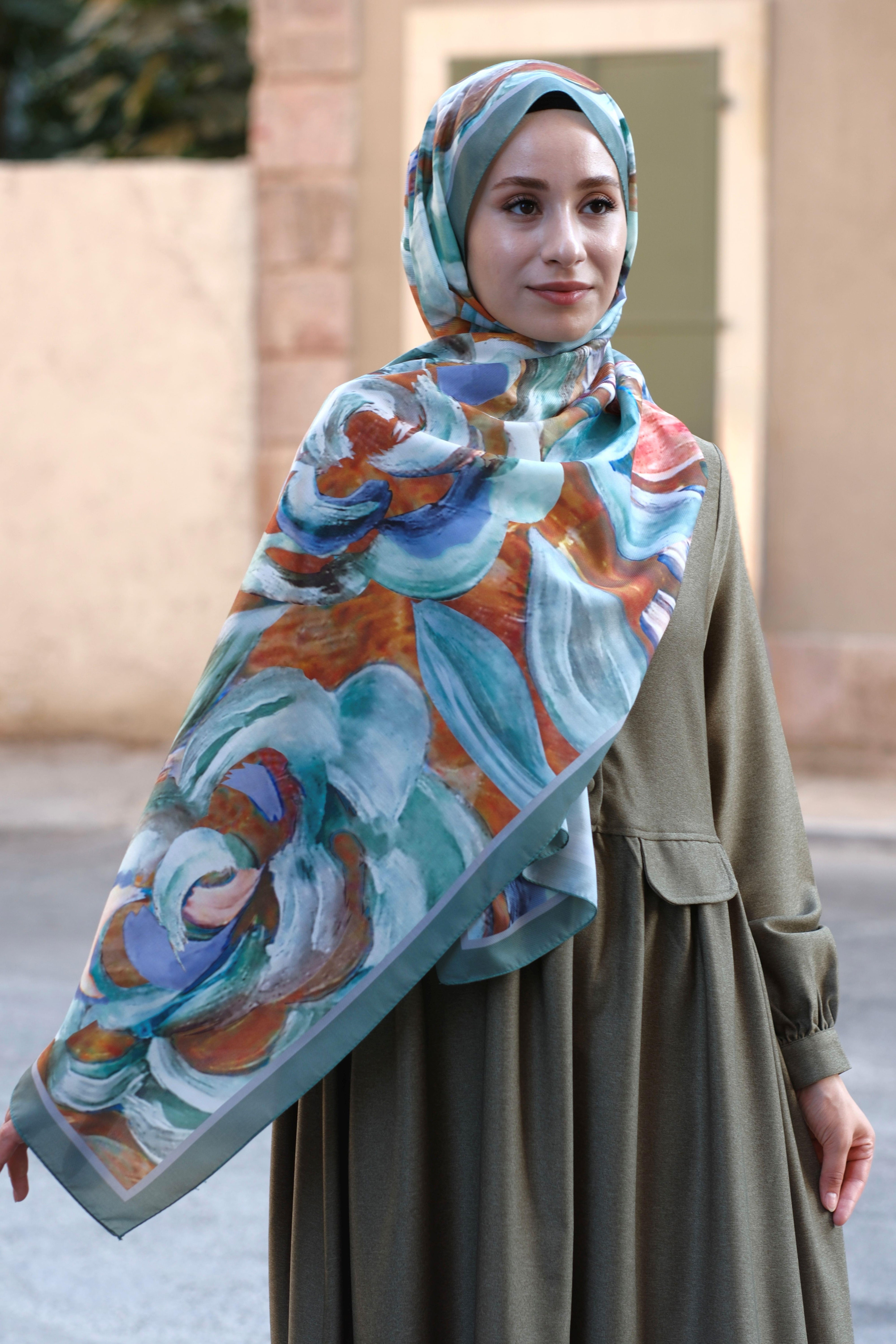 Gül Desenli Şal Soft Mint