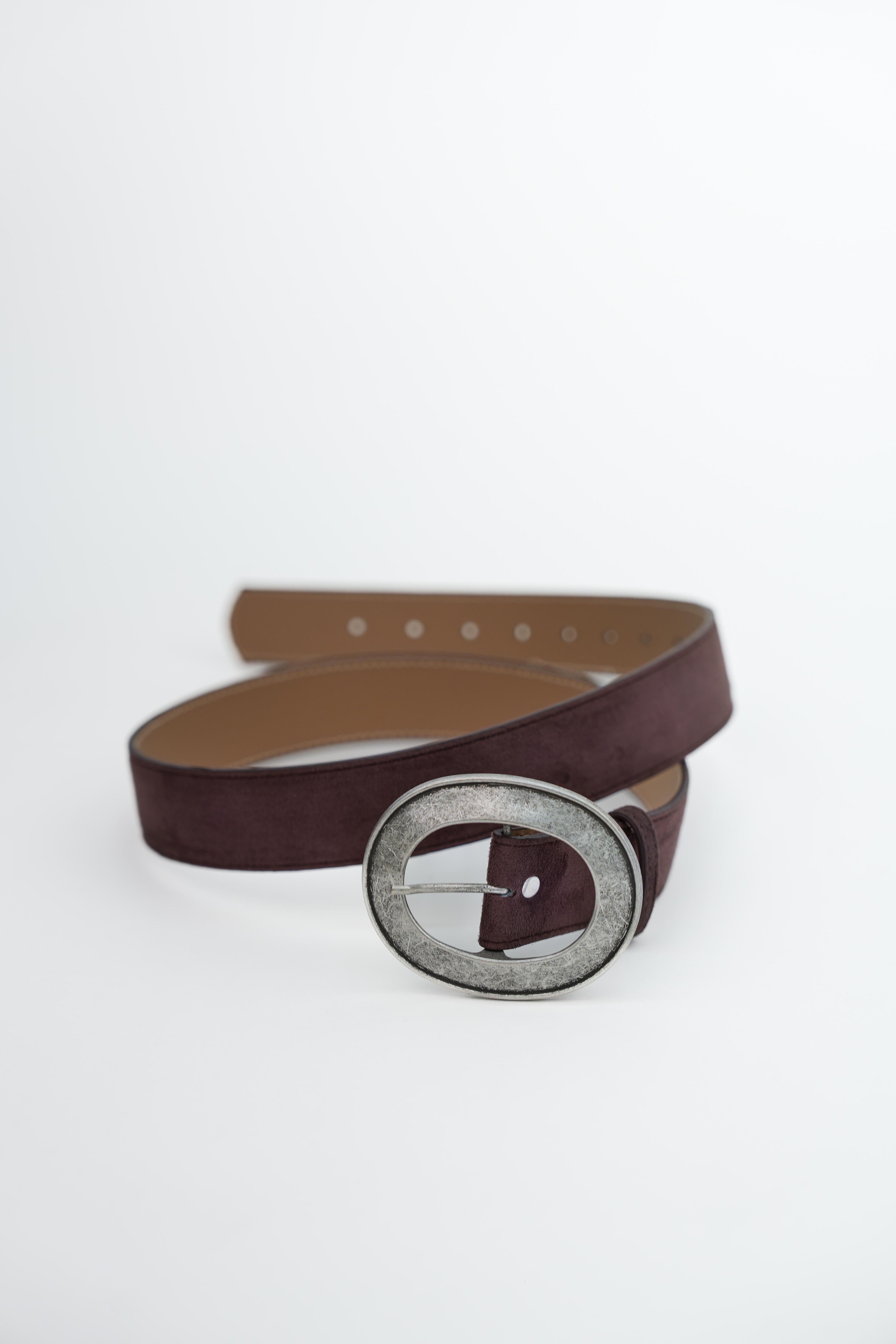 Gümüş Oval Tokalı Kemer BORDO