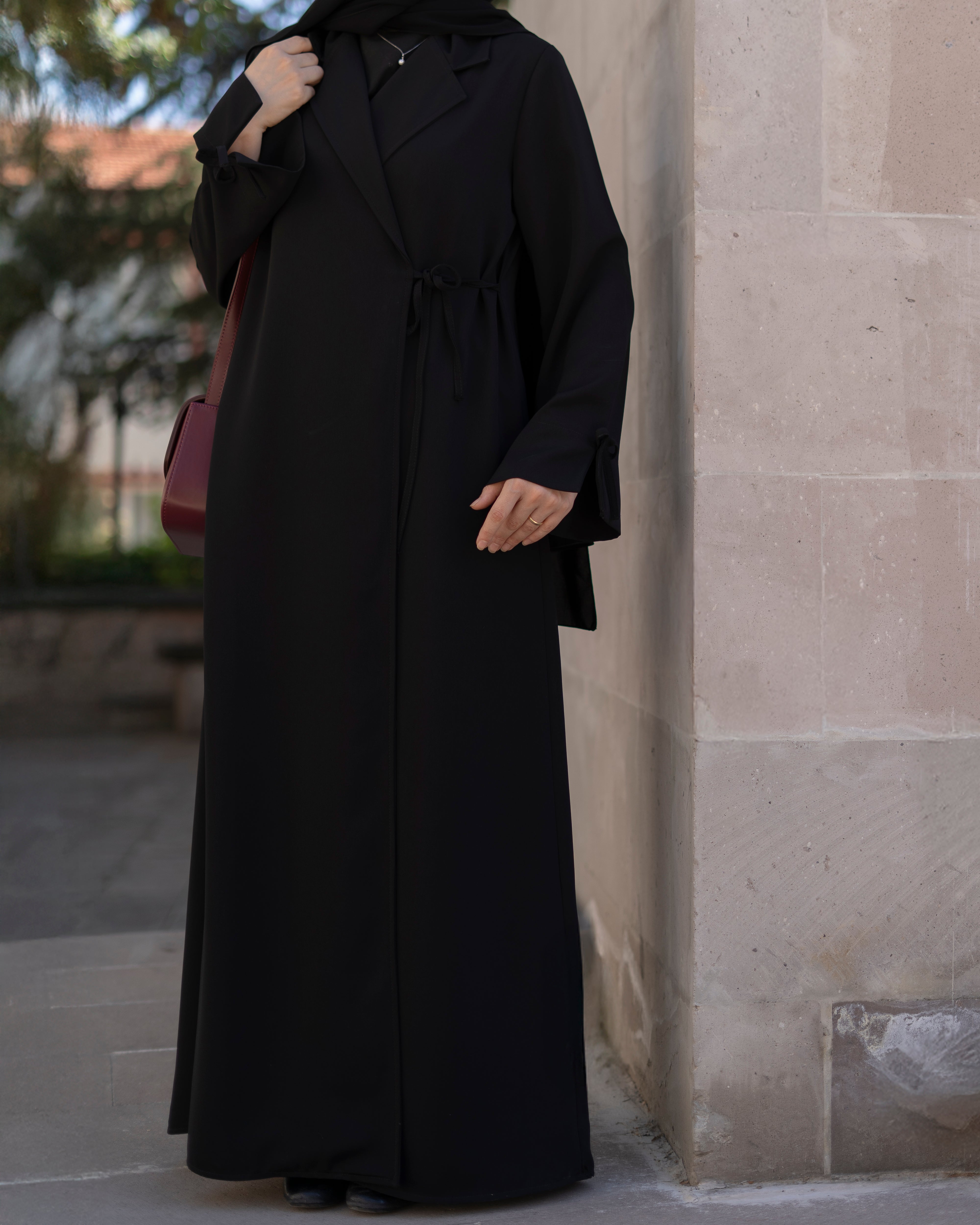 Bağlamalı Kruvaze Trench Siyah