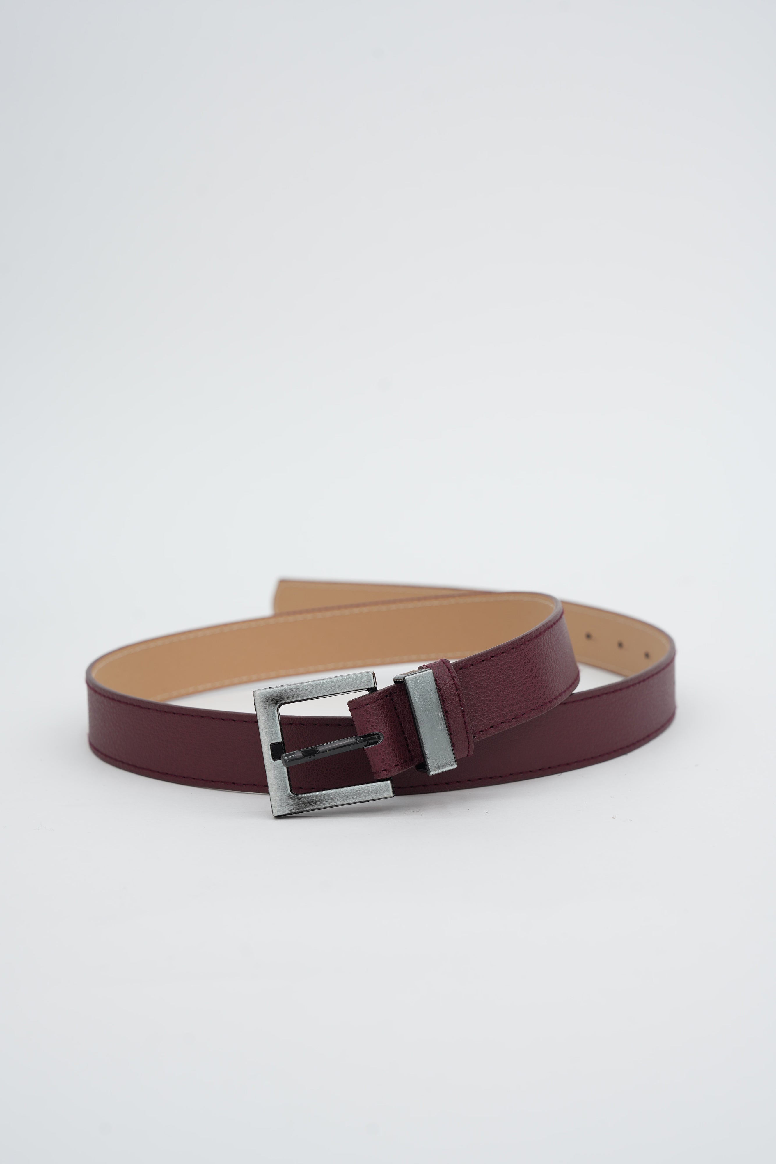 Kare Gümüş Tokalı Kemer BORDO