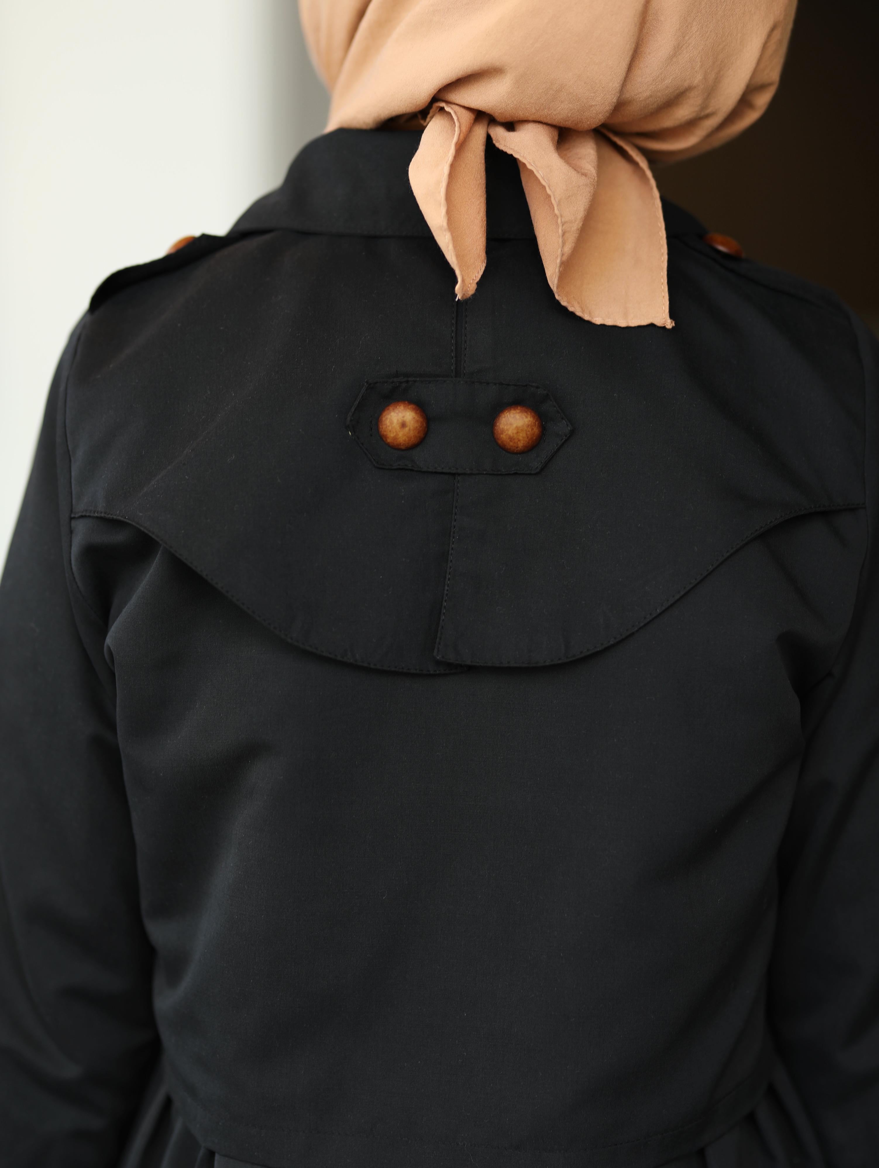 Jileli Trençkot SİYAH