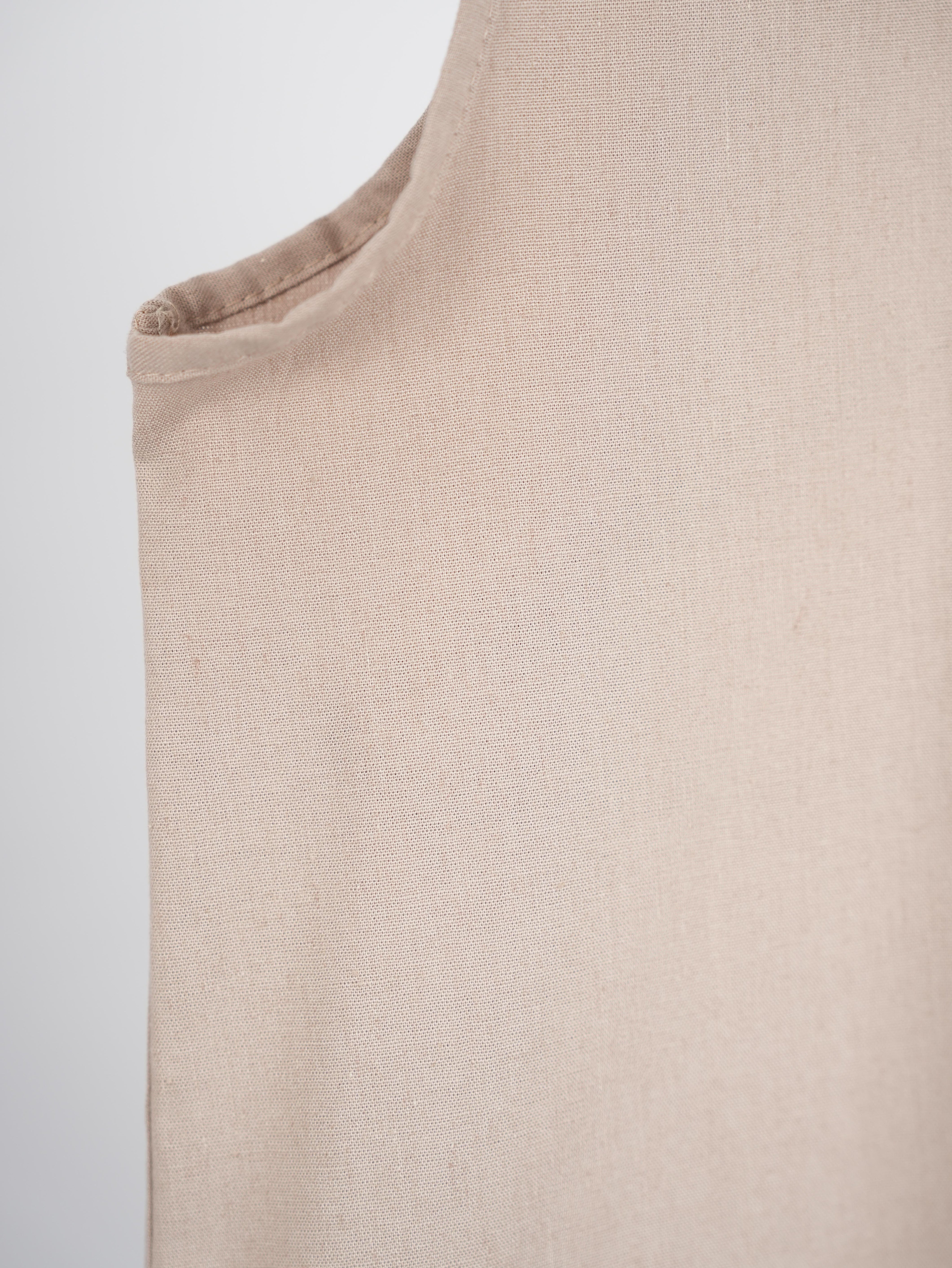 Pamuk Keten Kolsuz Elbise BEJ